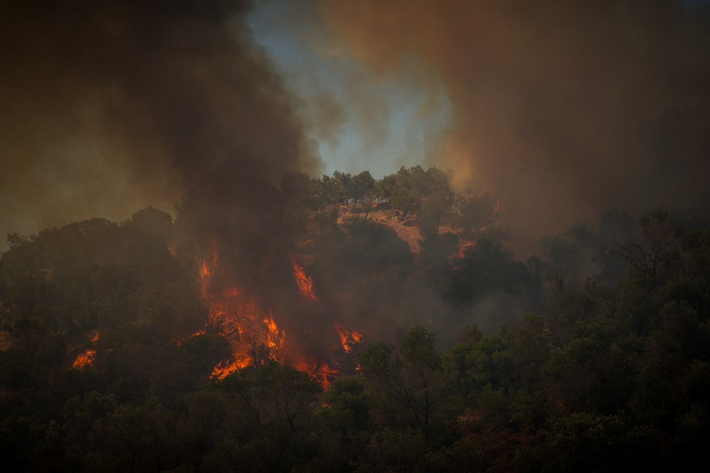 Πύρινη κόλαση στο Ρέθυμνο με δύο νεκρούς πυροσβέστες: Καίγονται σπίτια και εκκενώνουν την Αγία Γαλήνη με πάνω από 2.000 τουρίστες