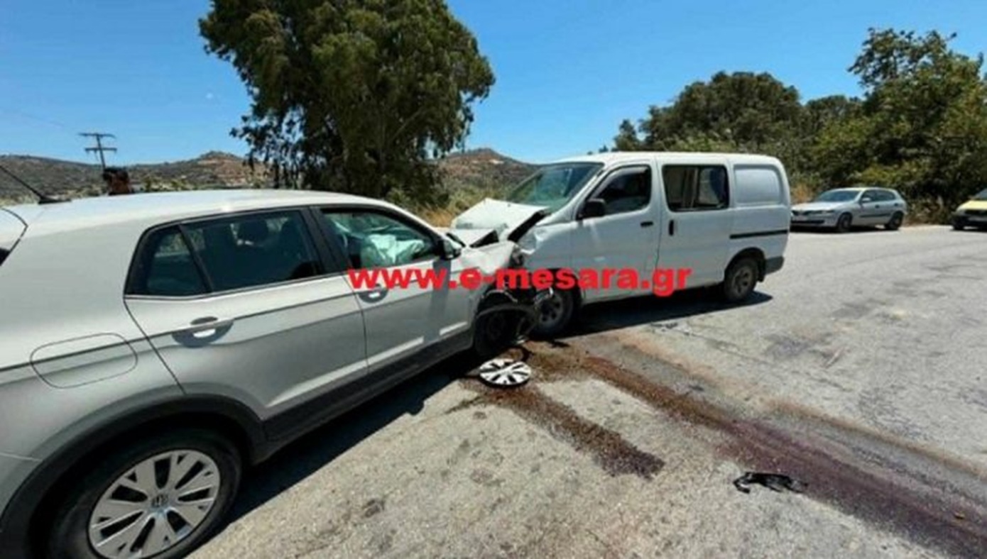 Μεσαρά: Τροχαίο με δύο τραυματίες και επιχείρηση απεγκλωβισμού &#8211; Στο ένα όχημα επέβαιναν και παιδιά
