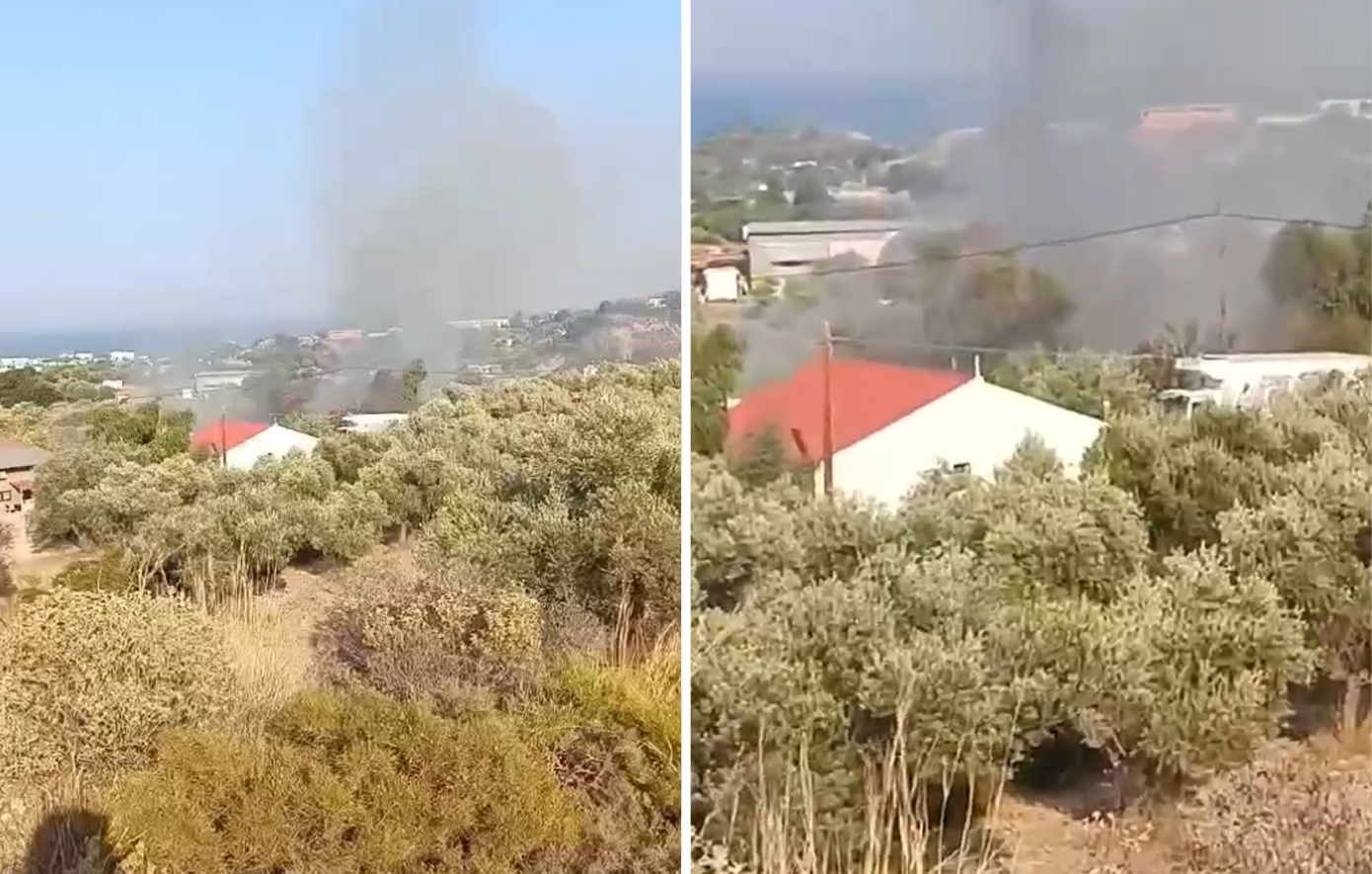 Φωτιά στις Καλυθιές Ρόδου: Ισχυρή κινητοποίηση της Πυροσβεστικής