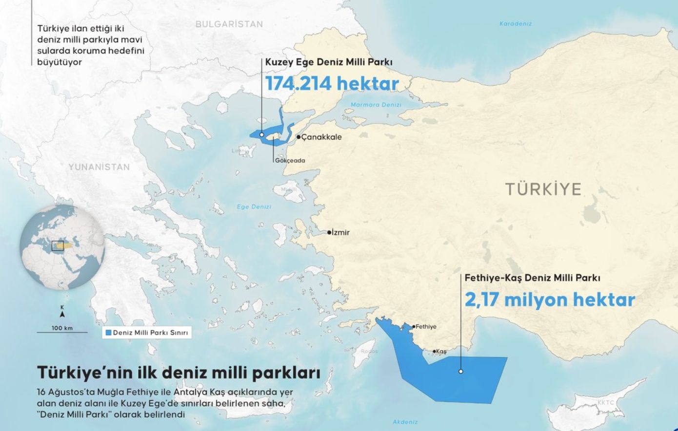 Η Τουρκία δημοσίευσε χάρτη που βαφτίζει «εθνικά πάρκα» θαλάσσιες ζώνες πέρα από τα ύδατά της και περικυκλώνει το Καστελλόριζο