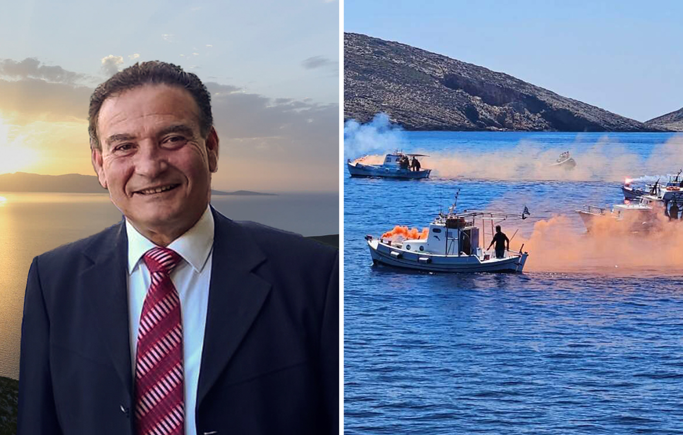 Με πορτοκαλί καπνογόνα και κόρνες πλοίων το τελευταίο «αντίο» στον δήμαρχο Φούρνων Κορσεών