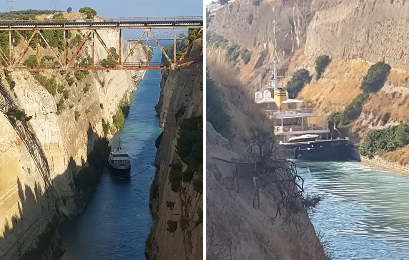 Σούπερ γιοτ 50 εκατομμυρίων ευρώ προσέκρουσε στα τοιχώματα του Ισθμού της Κορίνθου – Δείτε το βίντεο