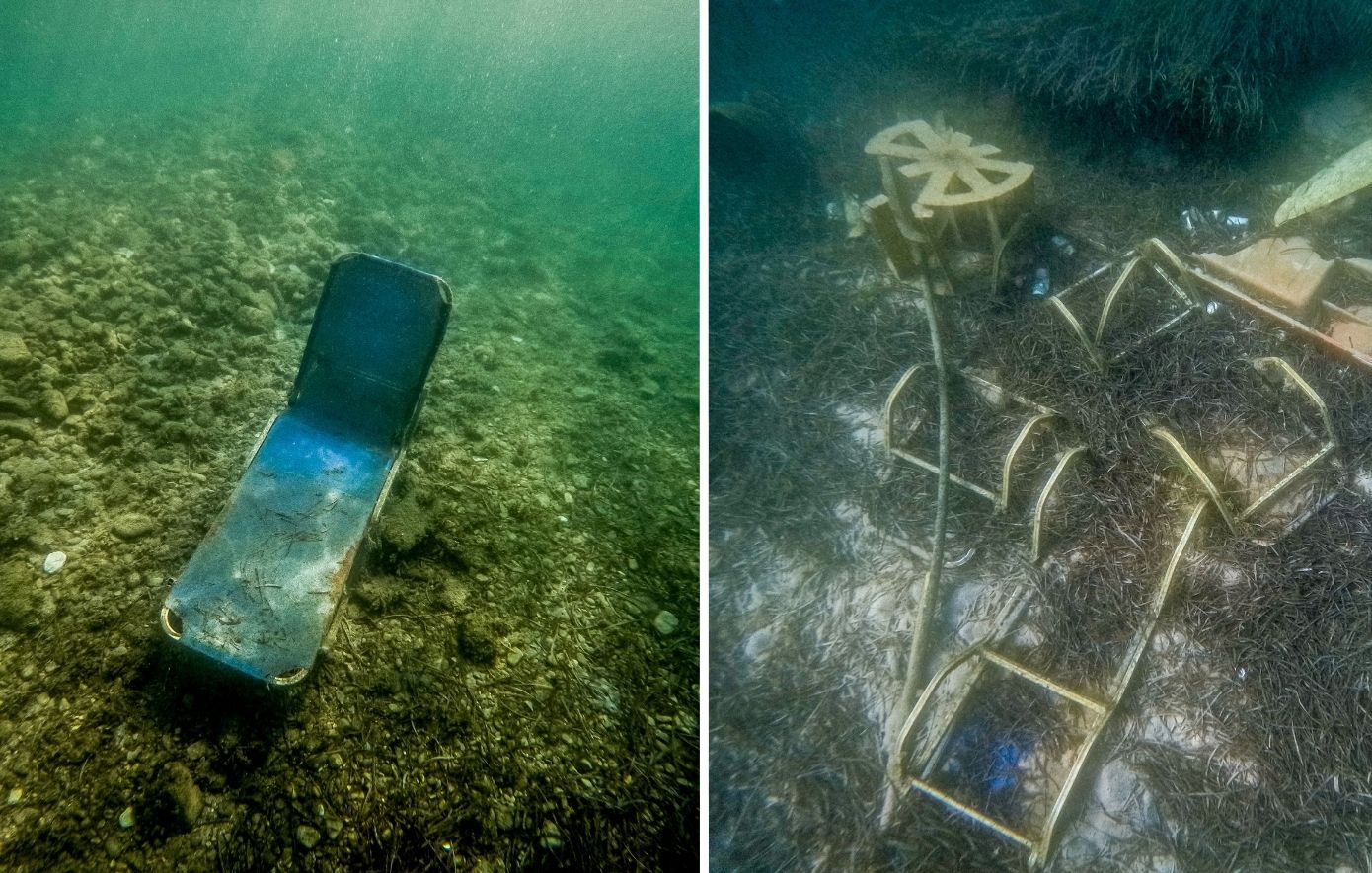 Κέρκυρα: Ξαπλώστρες και βαριά αντικείμενα πεταμένα στον βυθό της παραλίας Ημερολιά