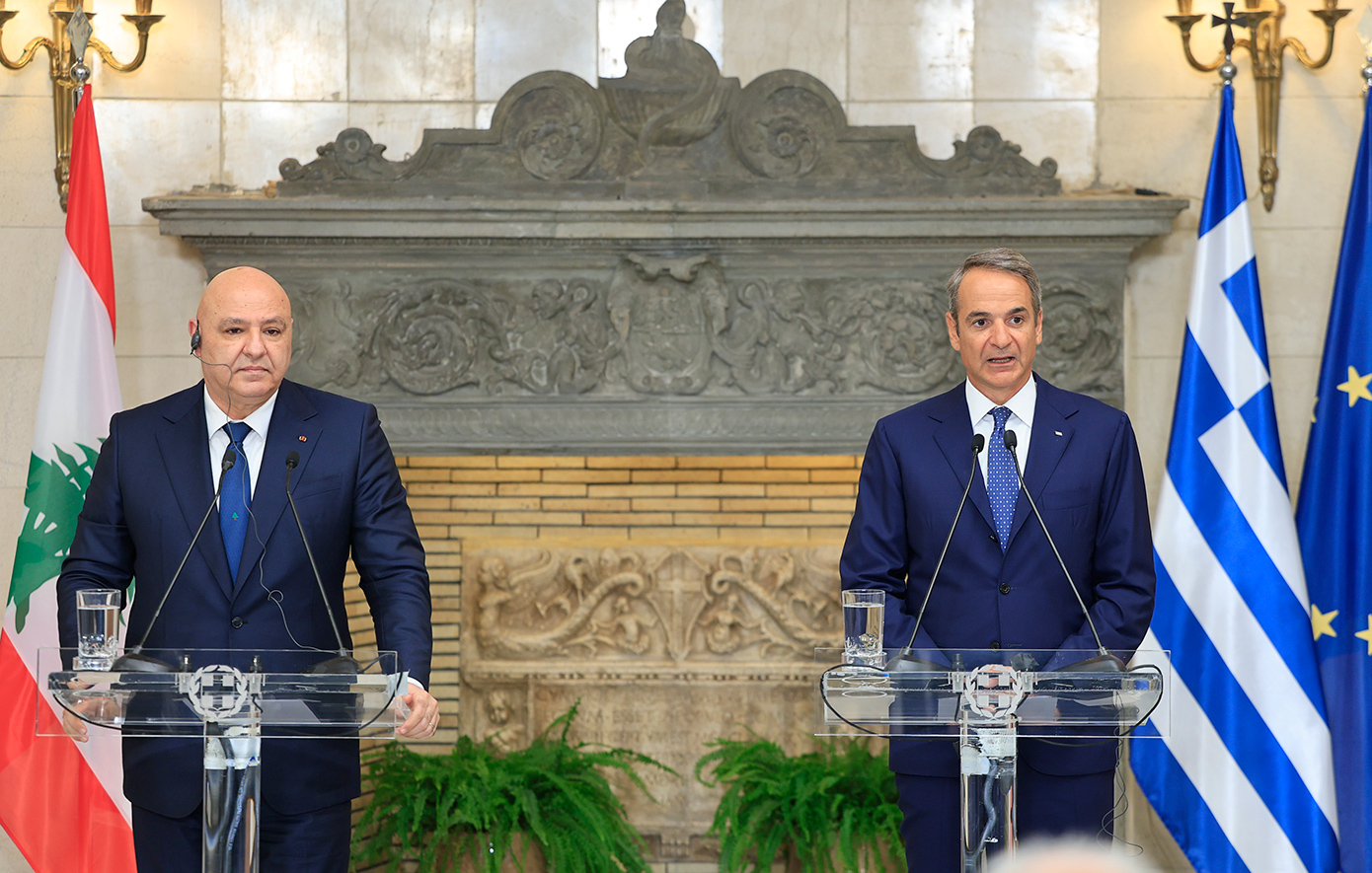 Οι κοινές δηλώσεις του Κ. Μητσοτάκη με τον πρόεδρο του Λιβάνου, Ζοζέφ Αούν