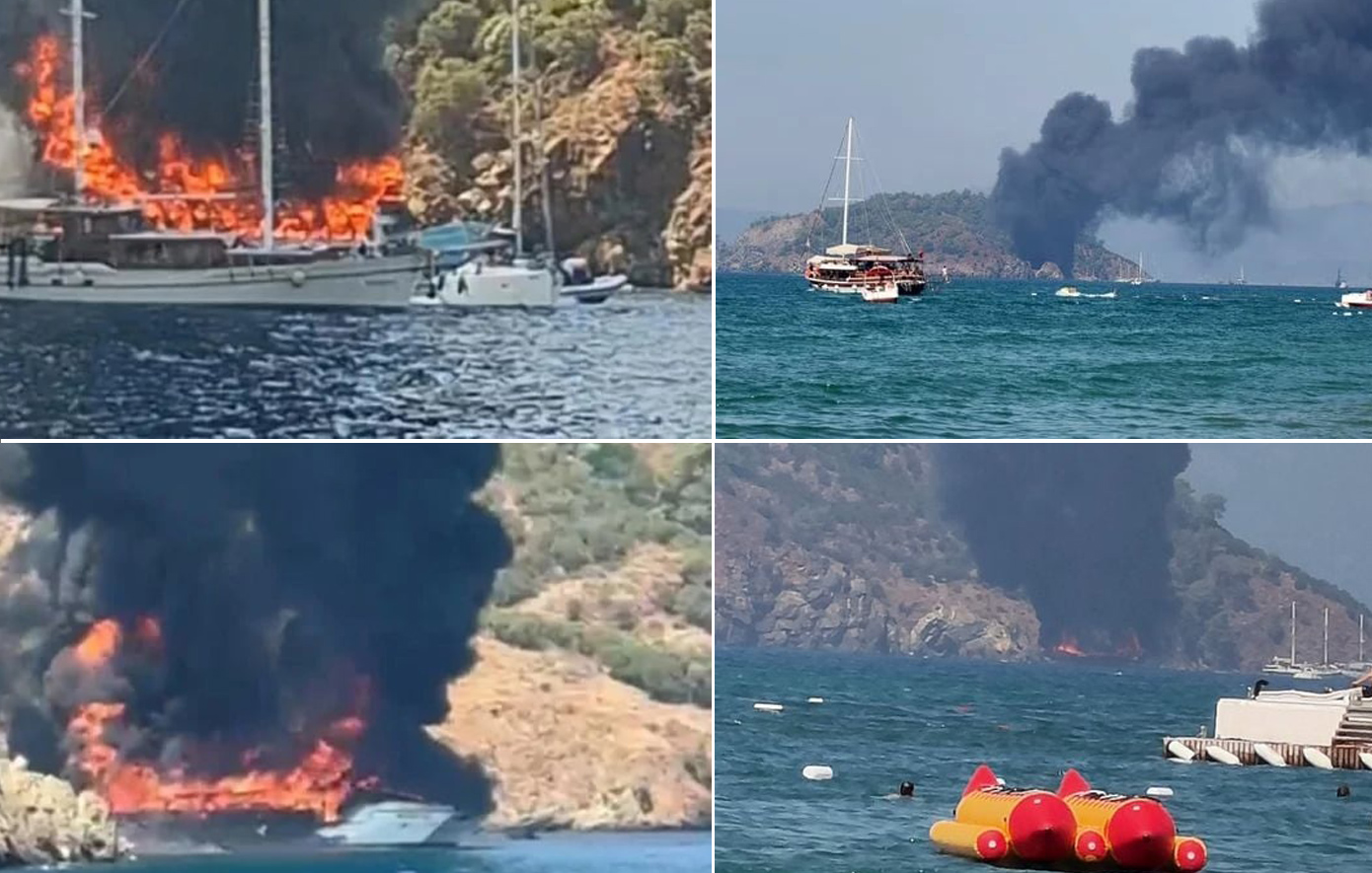 Στιγμές πανικού στην Τουρκία: Τουριστικό σκάφος έπιασε φωτιά στη Μάκρη &#8211; Δεκάδες τουρίστες βούτηξαν στη θάλασσα