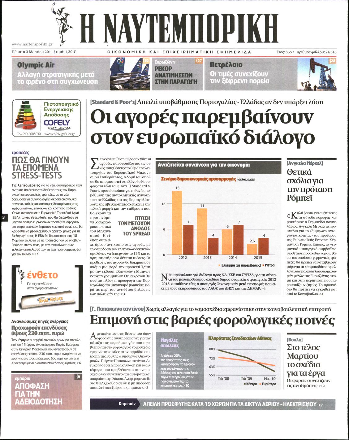 Εξώφυλο εφημερίδας ΝΑΥΤΕΜΠΟΡΙΚΗ 2011-03-03