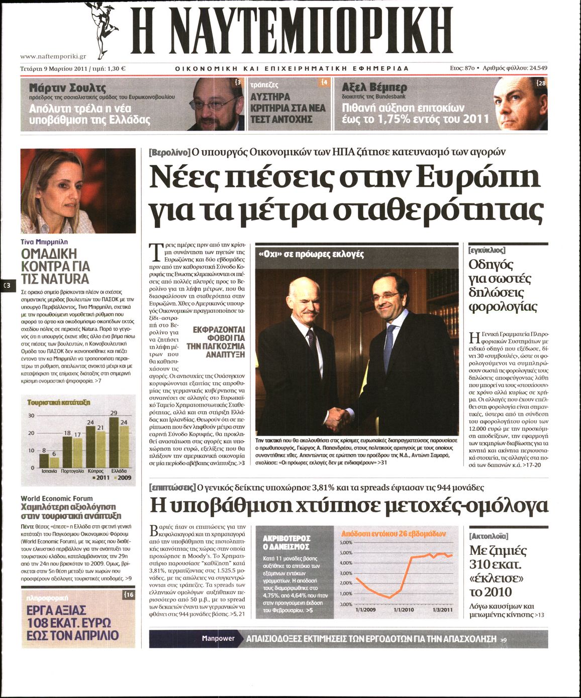 Εξώφυλο εφημερίδας ΝΑΥΤΕΜΠΟΡΙΚΗ 2011-03-09