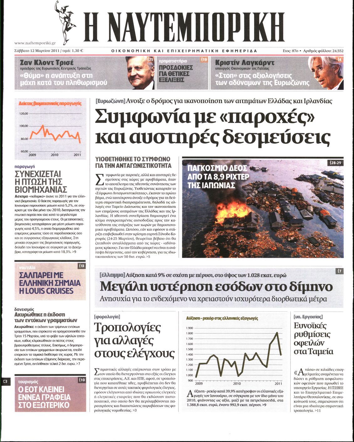 Εξώφυλο εφημερίδας ΝΑΥΤΕΜΠΟΡΙΚΗ 2011-03-12