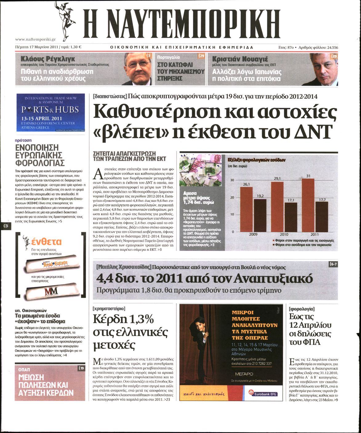 Εξώφυλο εφημερίδας ΝΑΥΤΕΜΠΟΡΙΚΗ 2011-03-17