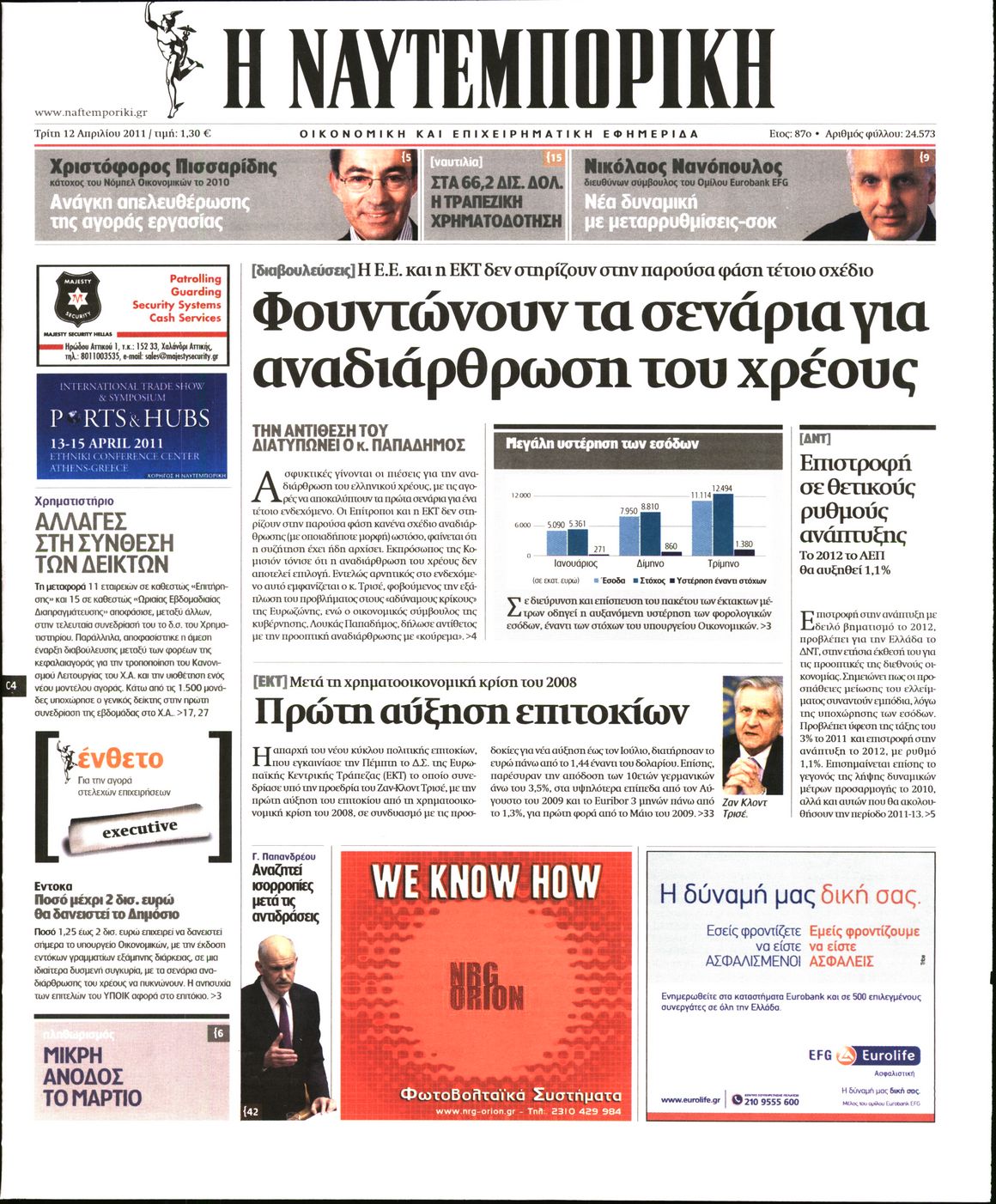 Εξώφυλο εφημερίδας ΝΑΥΤΕΜΠΟΡΙΚΗ 2011-04-12