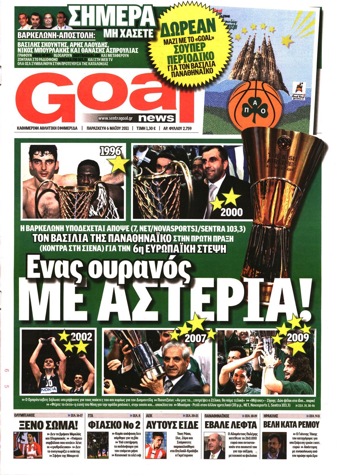 Εξώφυλο εφημερίδας GOAL 2011-05-06
