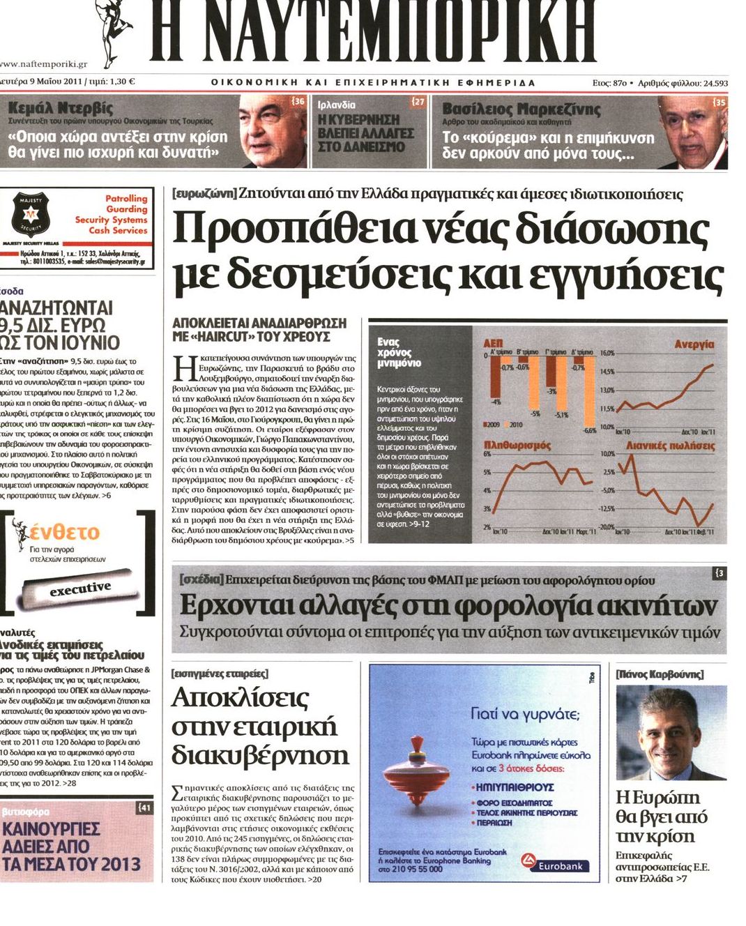 Εξώφυλο εφημερίδας ΝΑΥΤΕΜΠΟΡΙΚΗ 2011-05-09