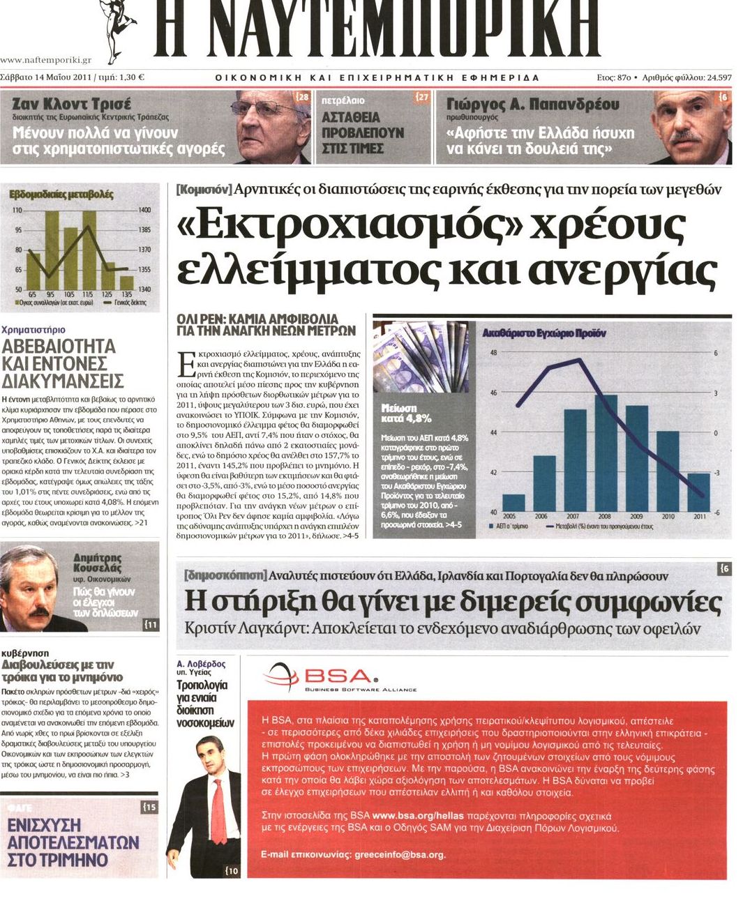 Εξώφυλο εφημερίδας ΝΑΥΤΕΜΠΟΡΙΚΗ 2011-05-14