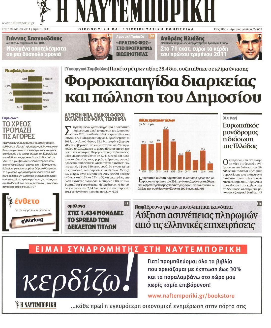 Εξώφυλο εφημερίδας ΝΑΥΤΕΜΠΟΡΙΚΗ 2011-05-24
