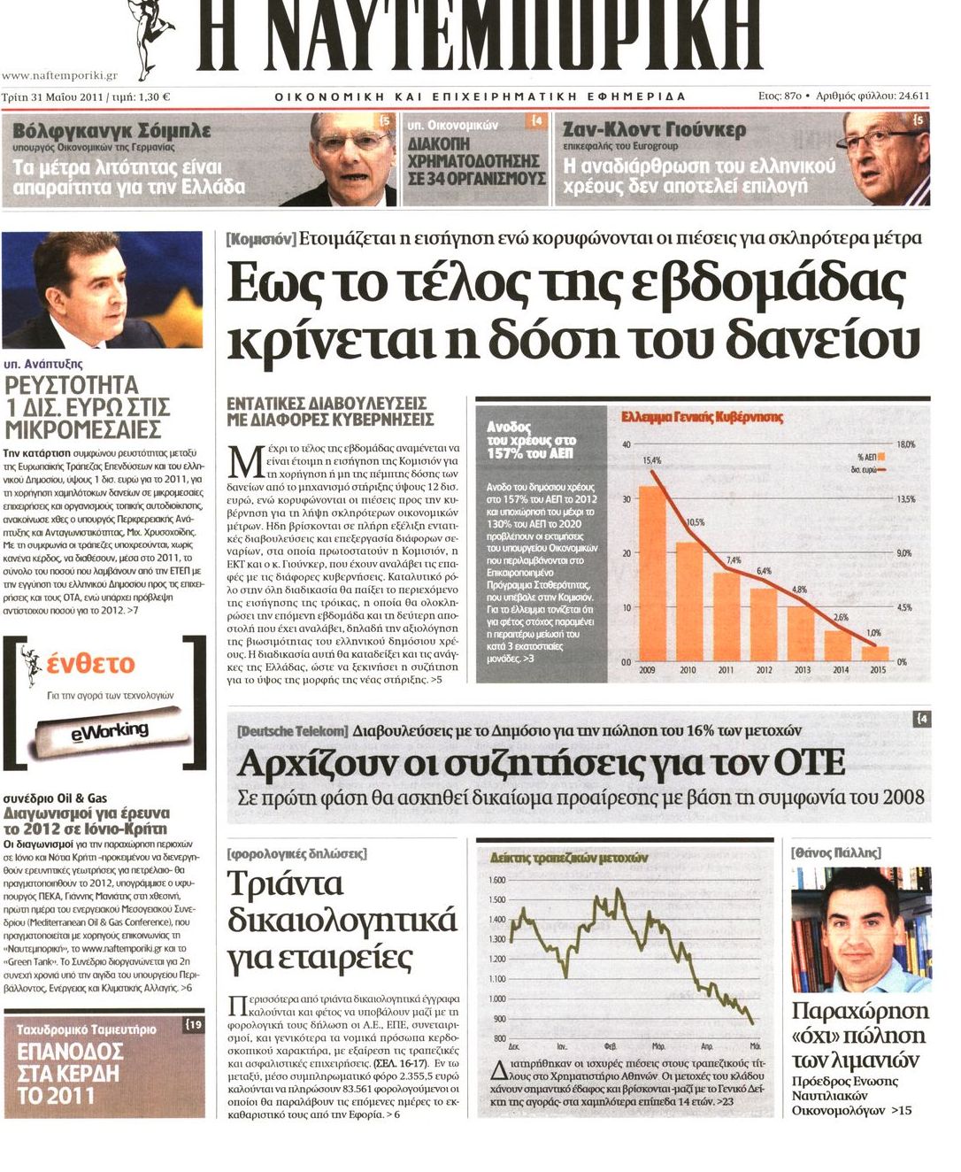 Εξώφυλο εφημερίδας ΝΑΥΤΕΜΠΟΡΙΚΗ Mon, 30 May 2011 21:00:00 GMT