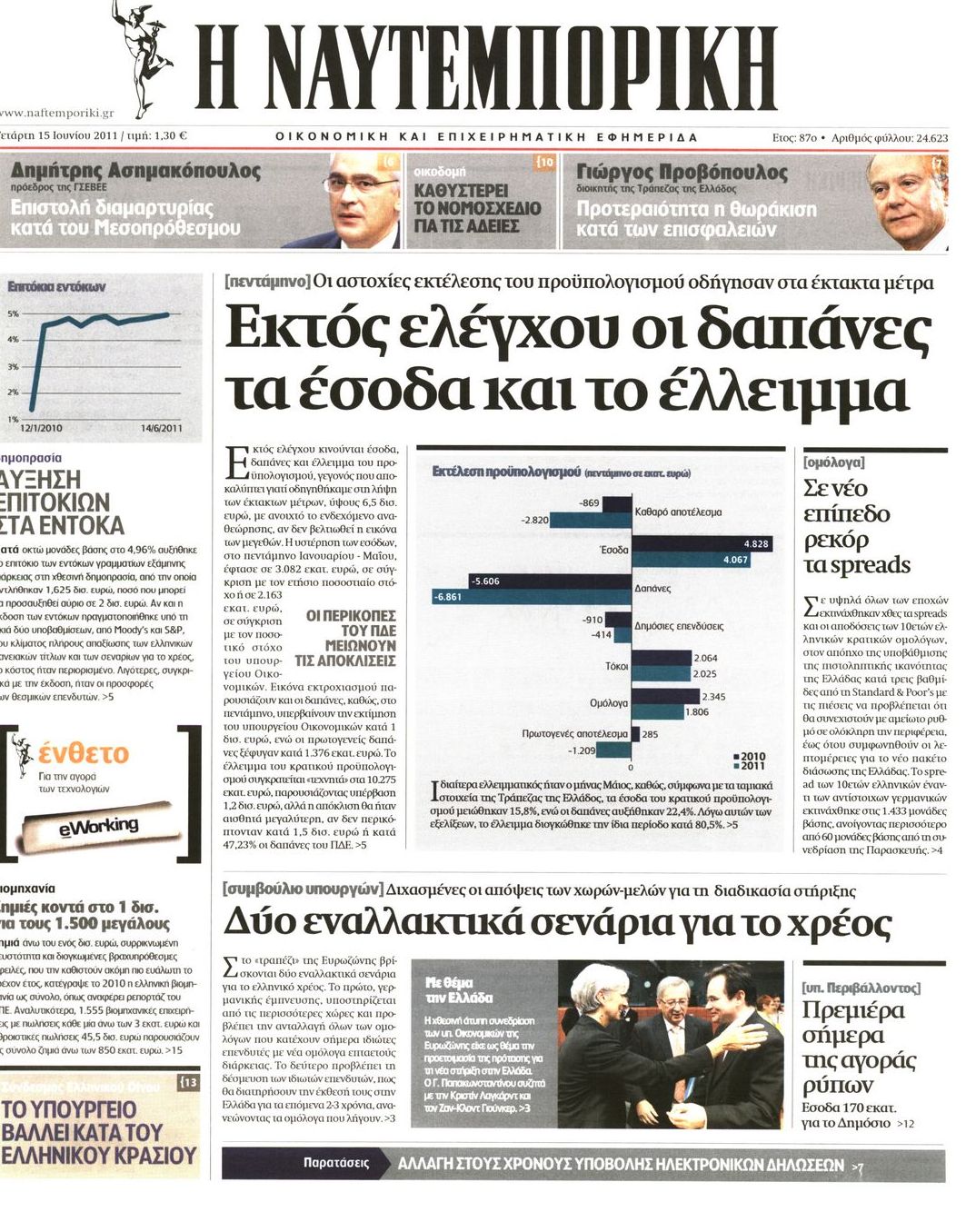 Εξώφυλο εφημερίδας ΝΑΥΤΕΜΠΟΡΙΚΗ 2011-06-15