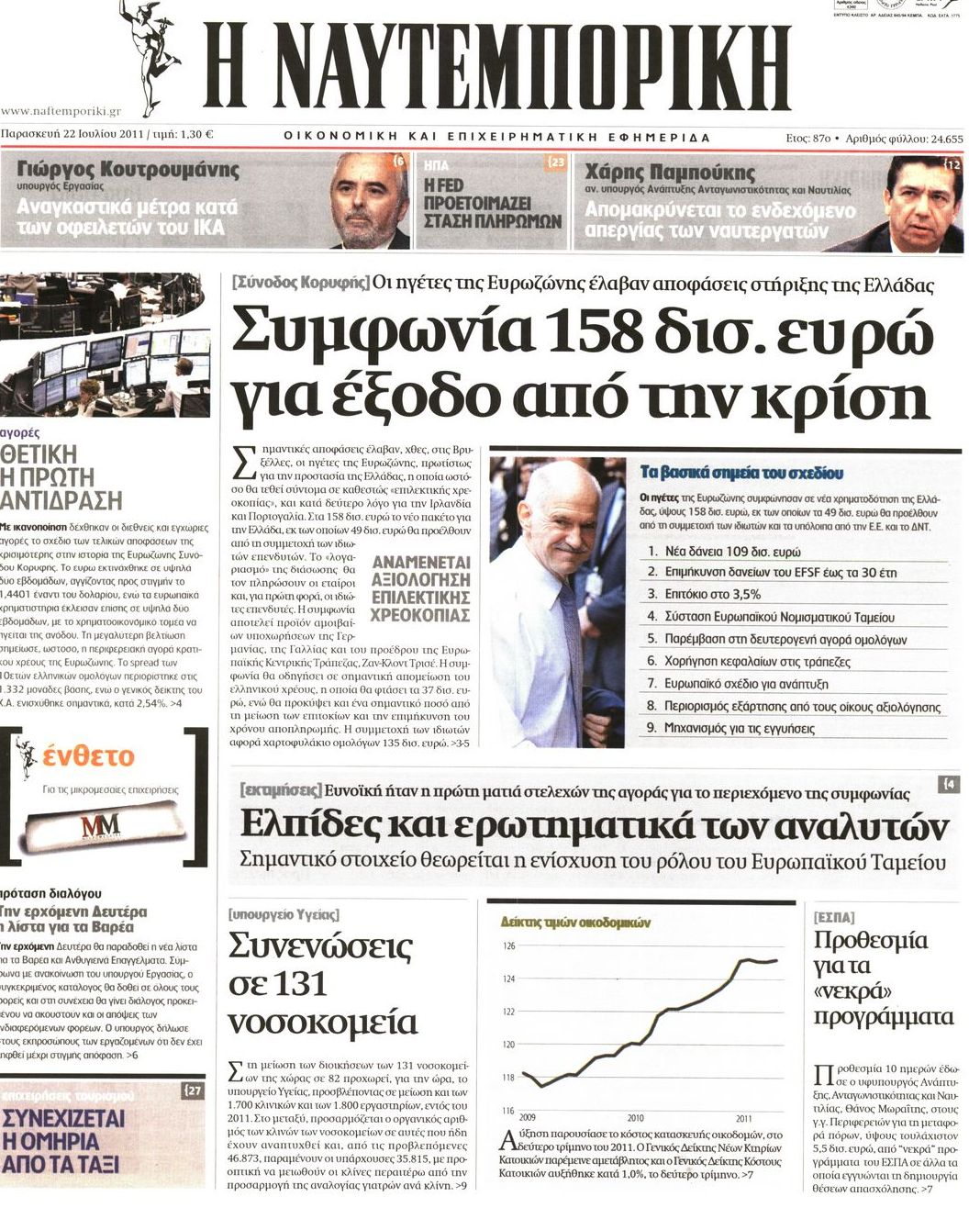 Εξώφυλο εφημερίδας ΝΑΥΤΕΜΠΟΡΙΚΗ 2011-07-22