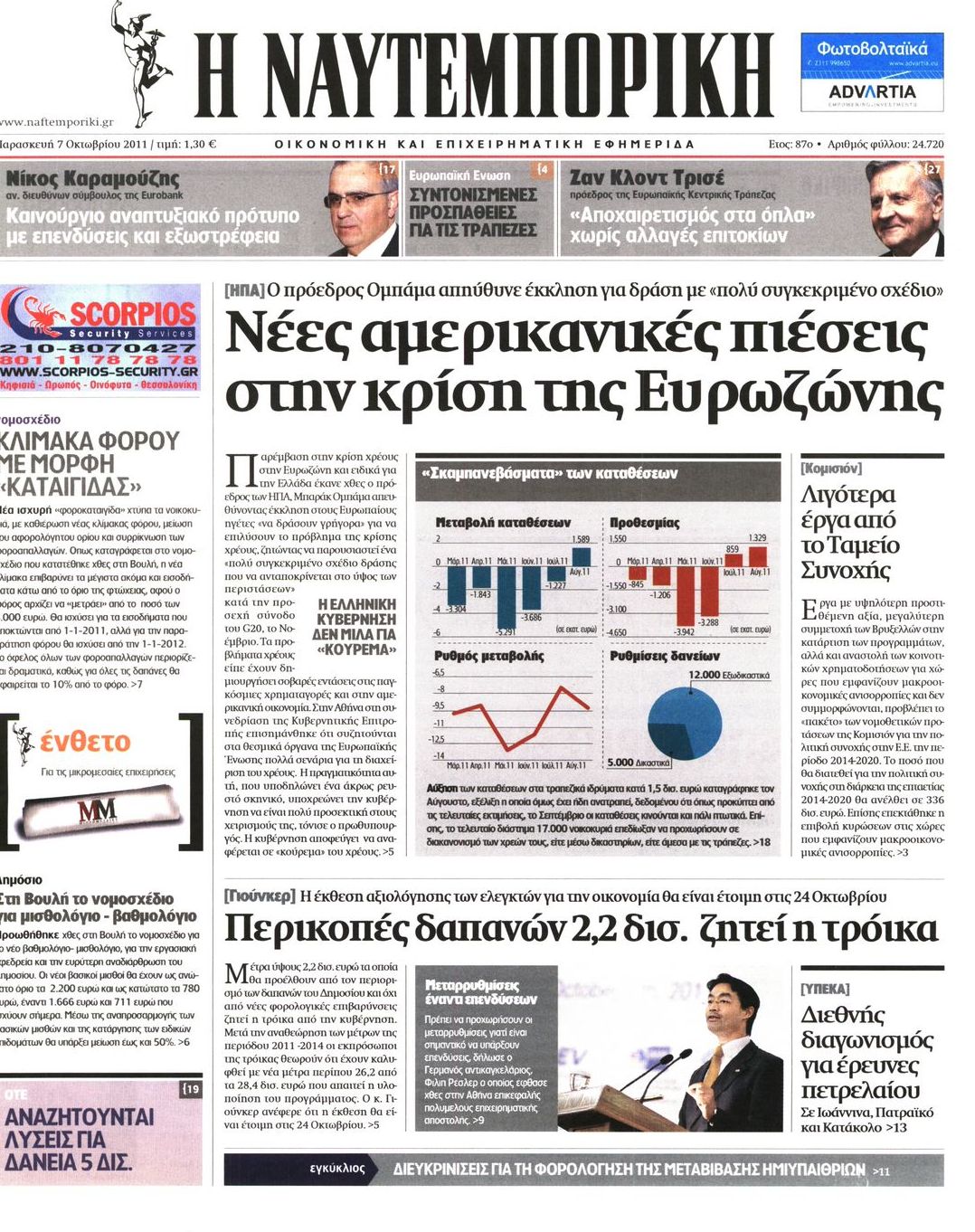 Εξώφυλο εφημερίδας ΝΑΥΤΕΜΠΟΡΙΚΗ 2011-10-07