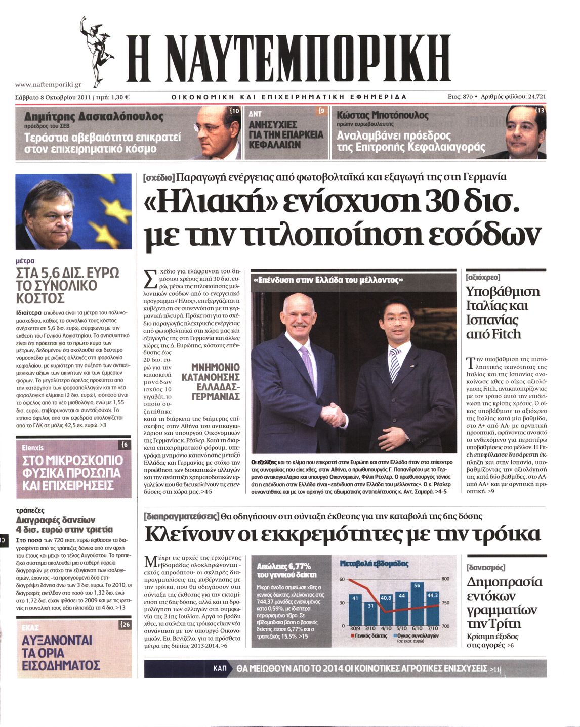 Εξώφυλο εφημερίδας ΝΑΥΤΕΜΠΟΡΙΚΗ 2011-10-08