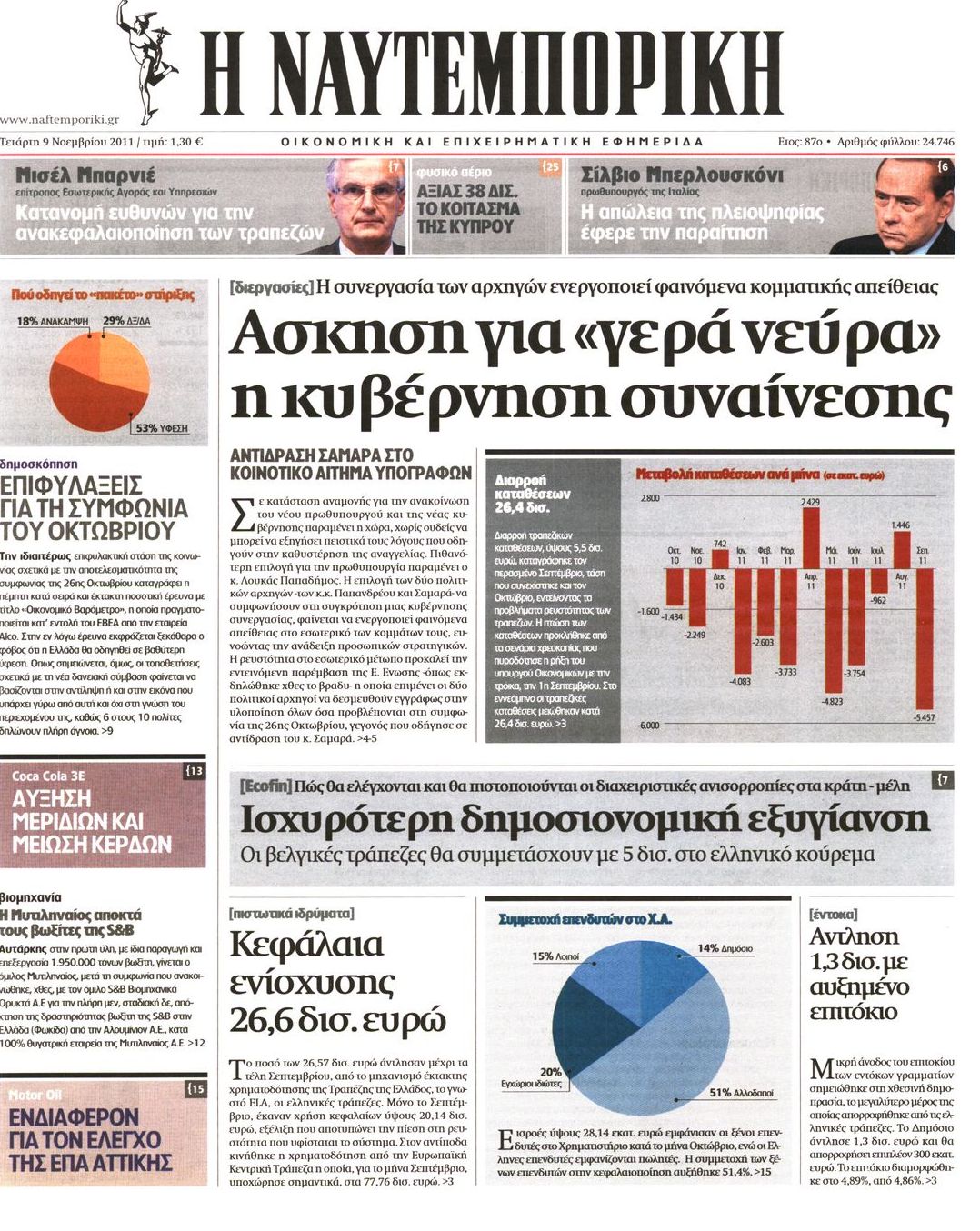 Εξώφυλο εφημερίδας ΝΑΥΤΕΜΠΟΡΙΚΗ 2011-11-09