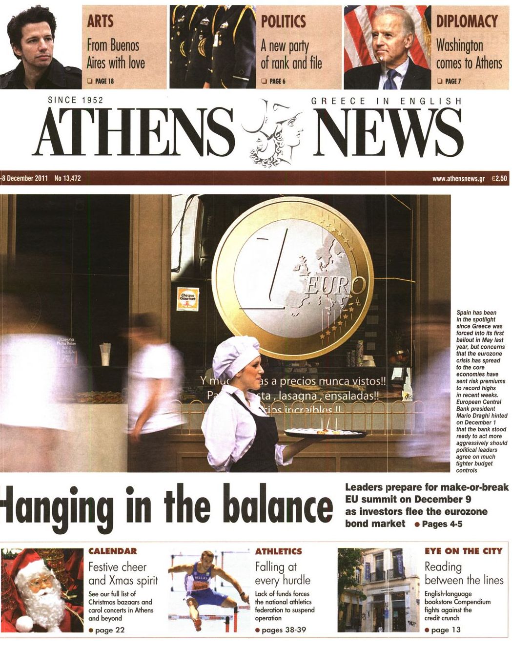 Εξώφυλο εφημερίδας ATHENS  NEWS 2011-12-02