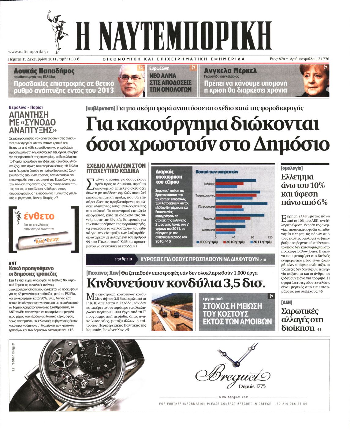 Εξώφυλο εφημερίδας ΝΑΥΤΕΜΠΟΡΙΚΗ 2011-12-15
