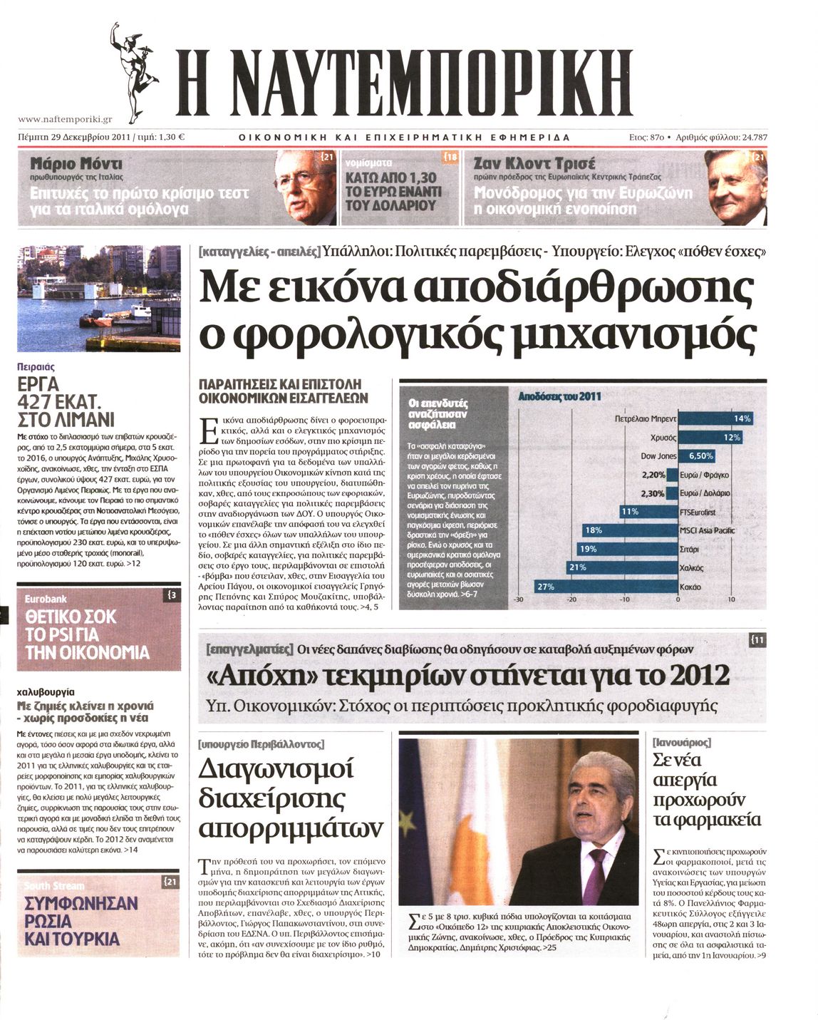 Εξώφυλο εφημερίδας ΝΑΥΤΕΜΠΟΡΙΚΗ 2011-12-29