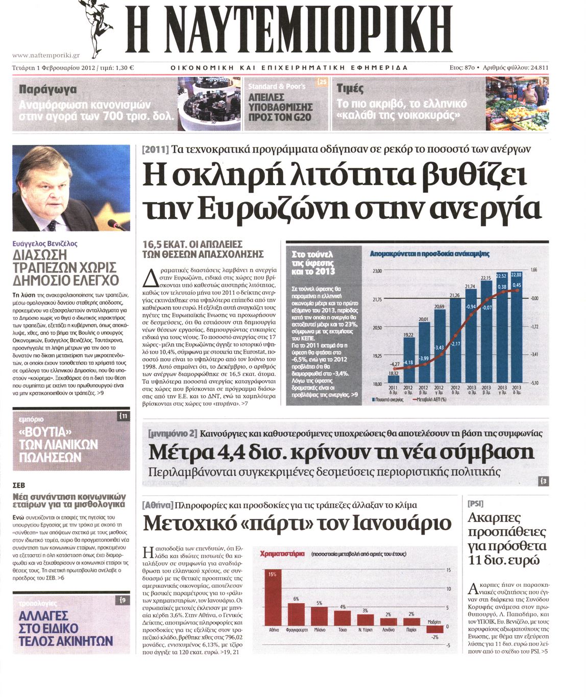 Εξώφυλο εφημερίδας ΝΑΥΤΕΜΠΟΡΙΚΗ 2012-02-01