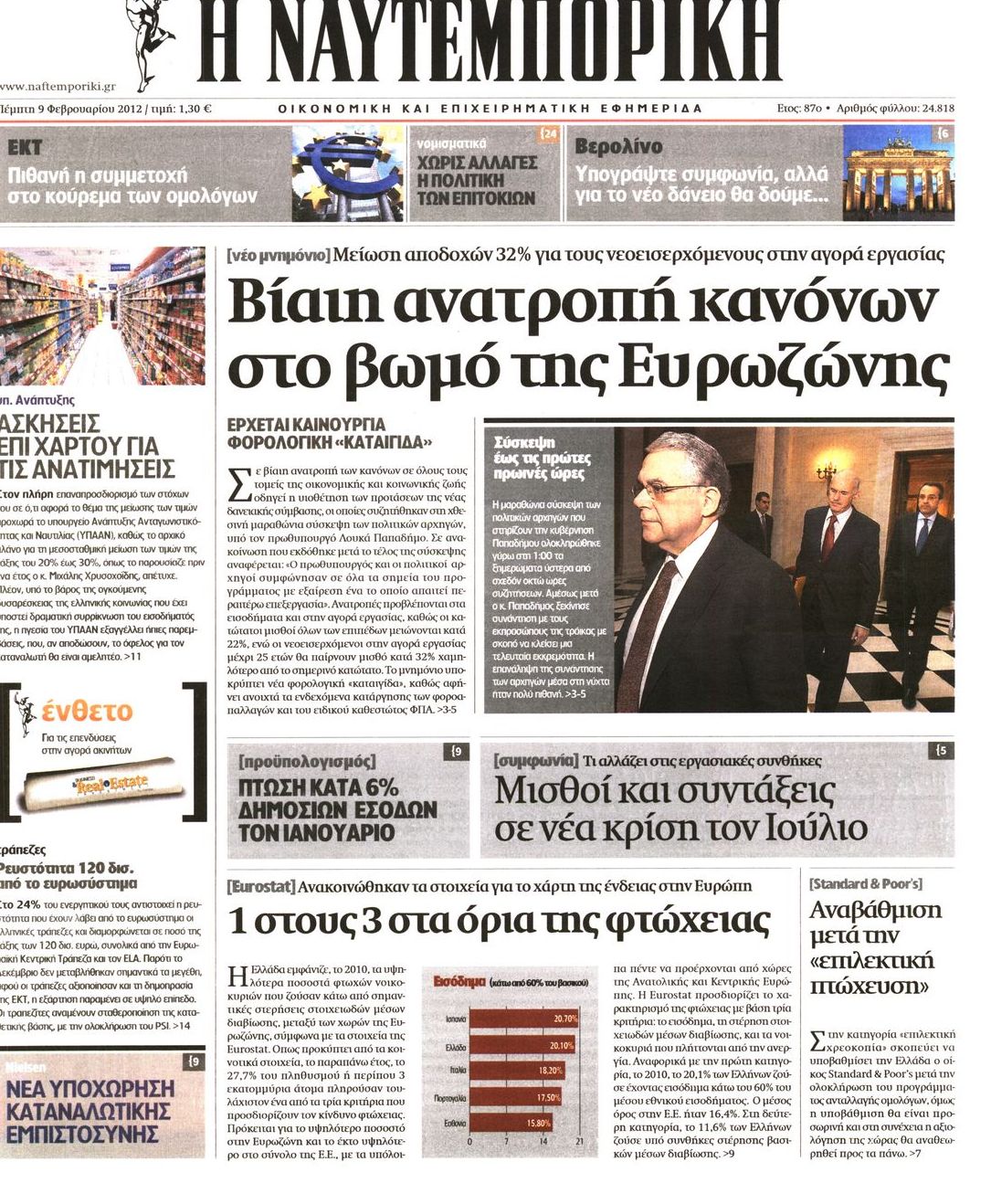 Εξώφυλο εφημερίδας ΝΑΥΤΕΜΠΟΡΙΚΗ 2012-02-09