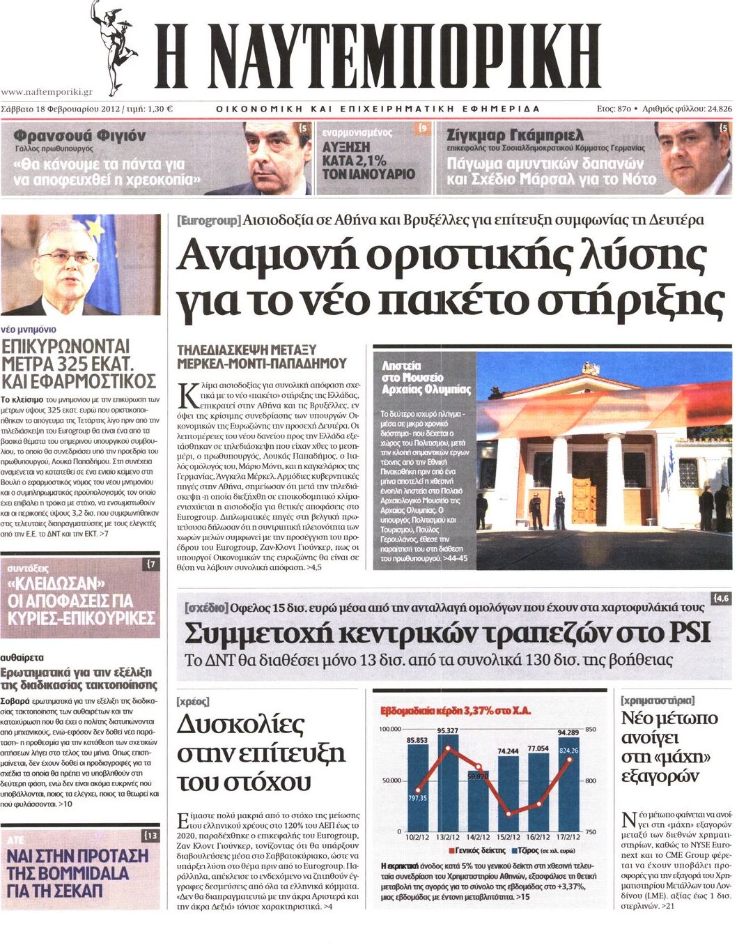 Εξώφυλο εφημερίδας ΝΑΥΤΕΜΠΟΡΙΚΗ 2012-02-18