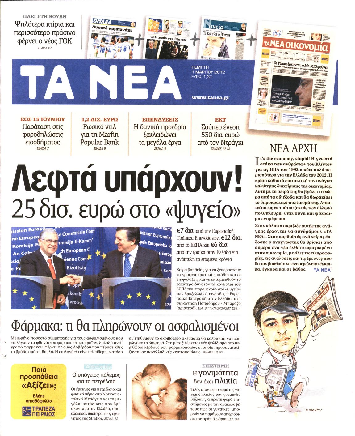 Εξώφυλο εφημερίδας ΤΑ ΝΕΑ 2012-03-01