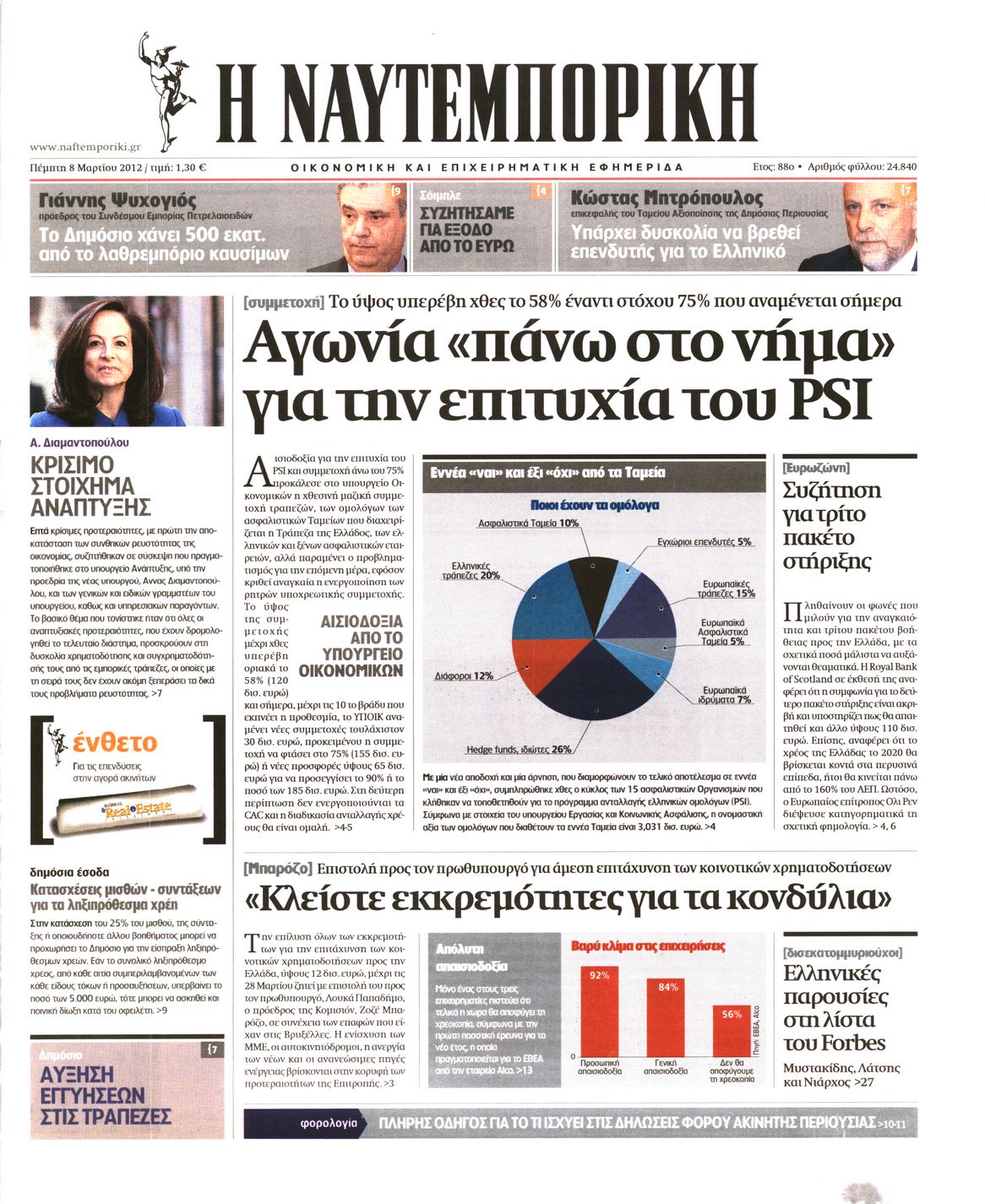 Εξώφυλο εφημερίδας ΝΑΥΤΕΜΠΟΡΙΚΗ 2012-03-08