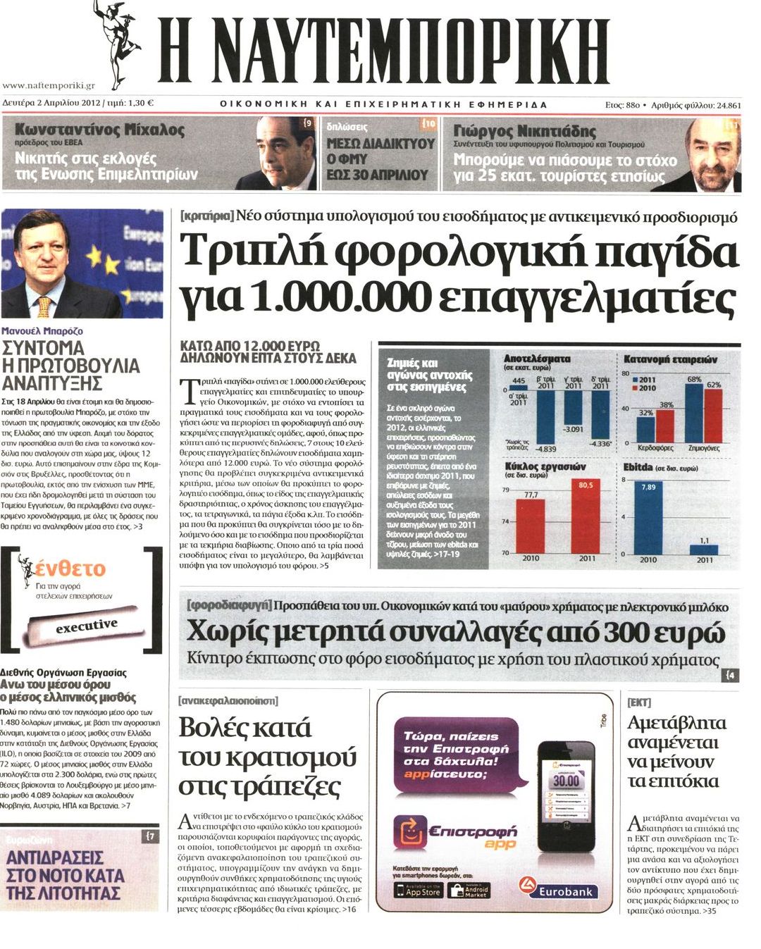 Εξώφυλο εφημερίδας ΝΑΥΤΕΜΠΟΡΙΚΗ 2012-04-02
