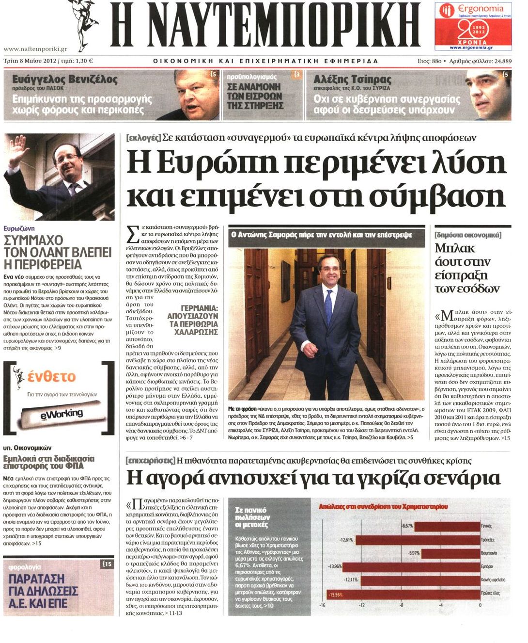 Εξώφυλο εφημερίδας ΝΑΥΤΕΜΠΟΡΙΚΗ 2012-05-08