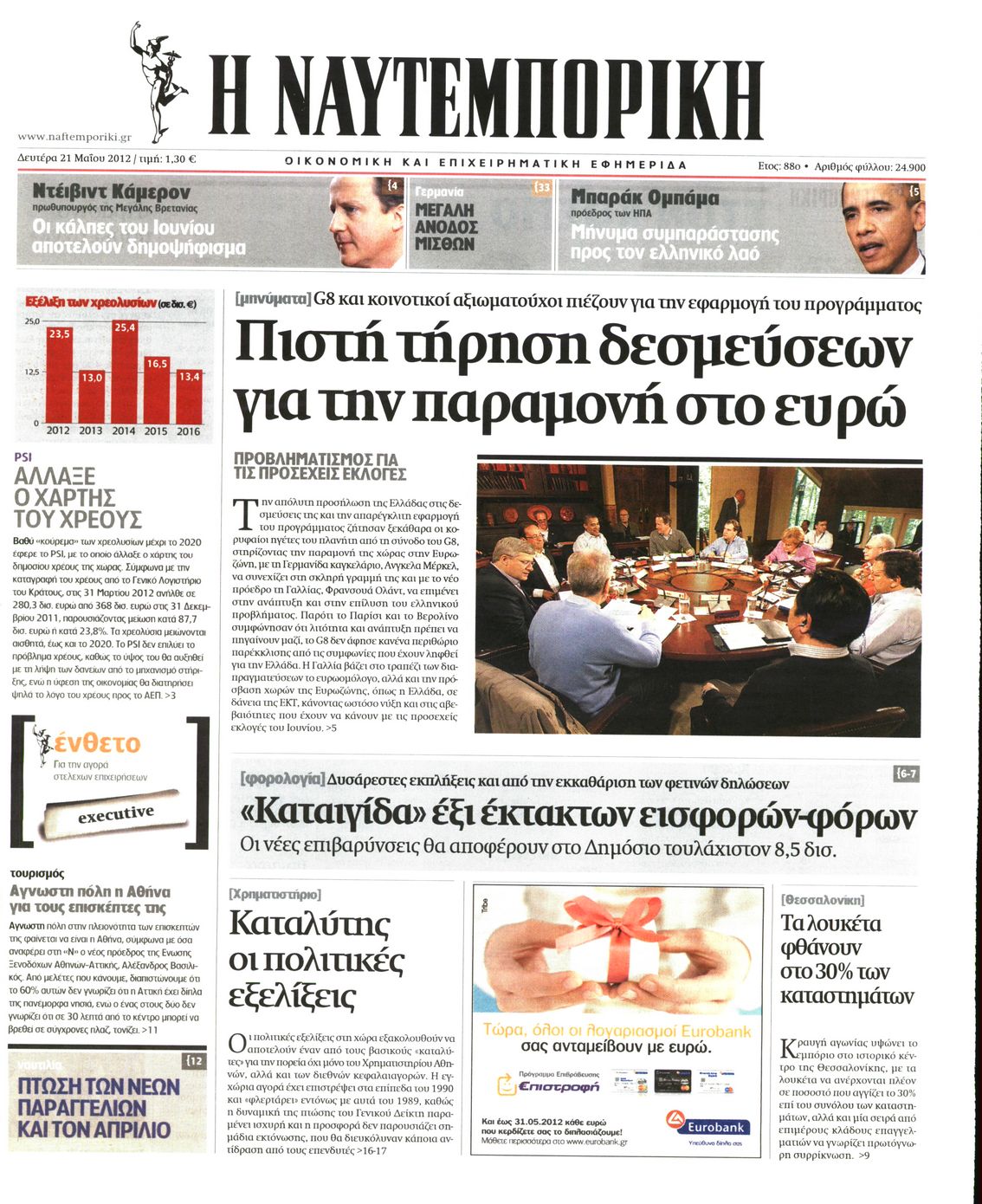 Εξώφυλο εφημερίδας ΝΑΥΤΕΜΠΟΡΙΚΗ 2012-05-21
