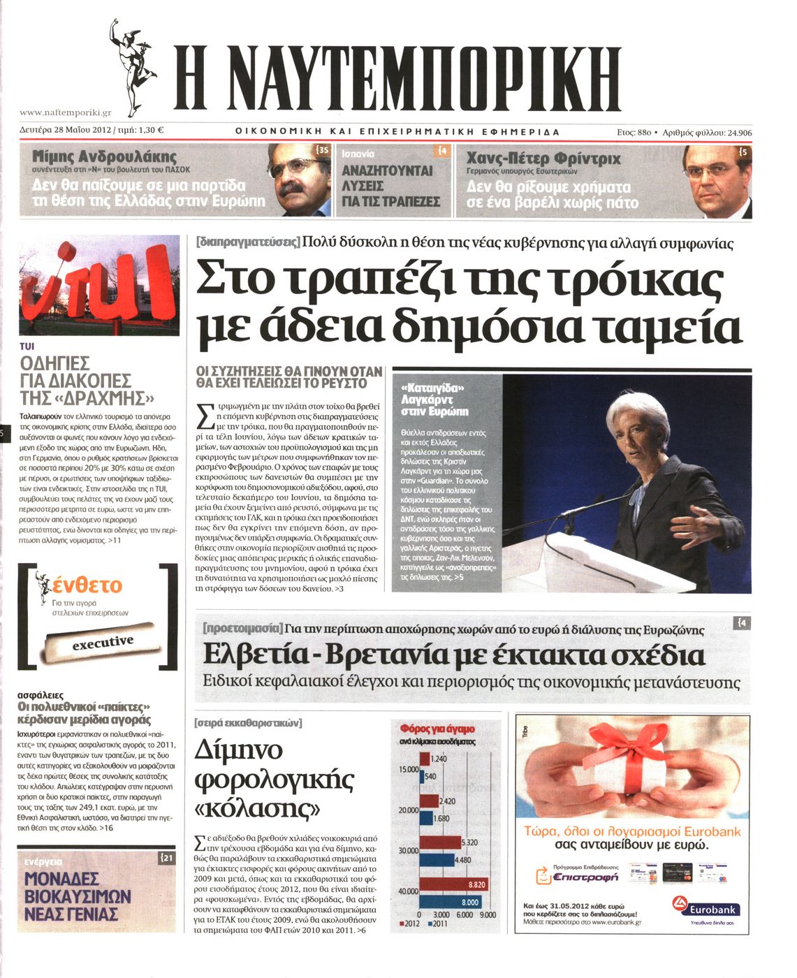 Εξώφυλο εφημερίδας ΝΑΥΤΕΜΠΟΡΙΚΗ 2012-05-28