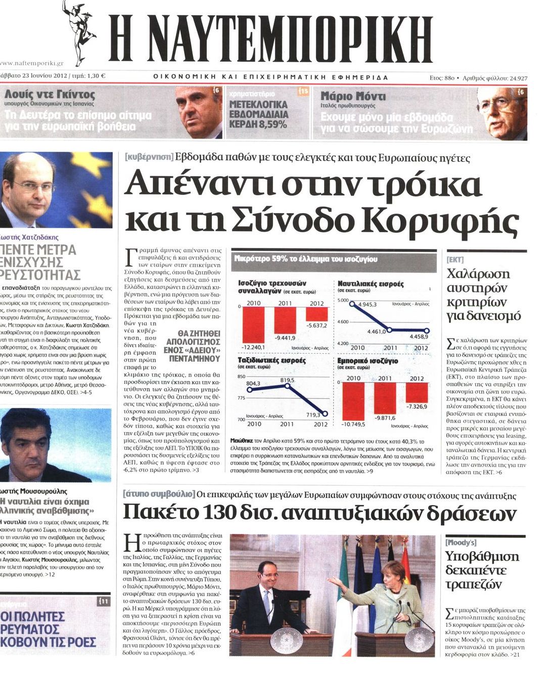 Εξώφυλο εφημερίδας ΝΑΥΤΕΜΠΟΡΙΚΗ 2012-06-23