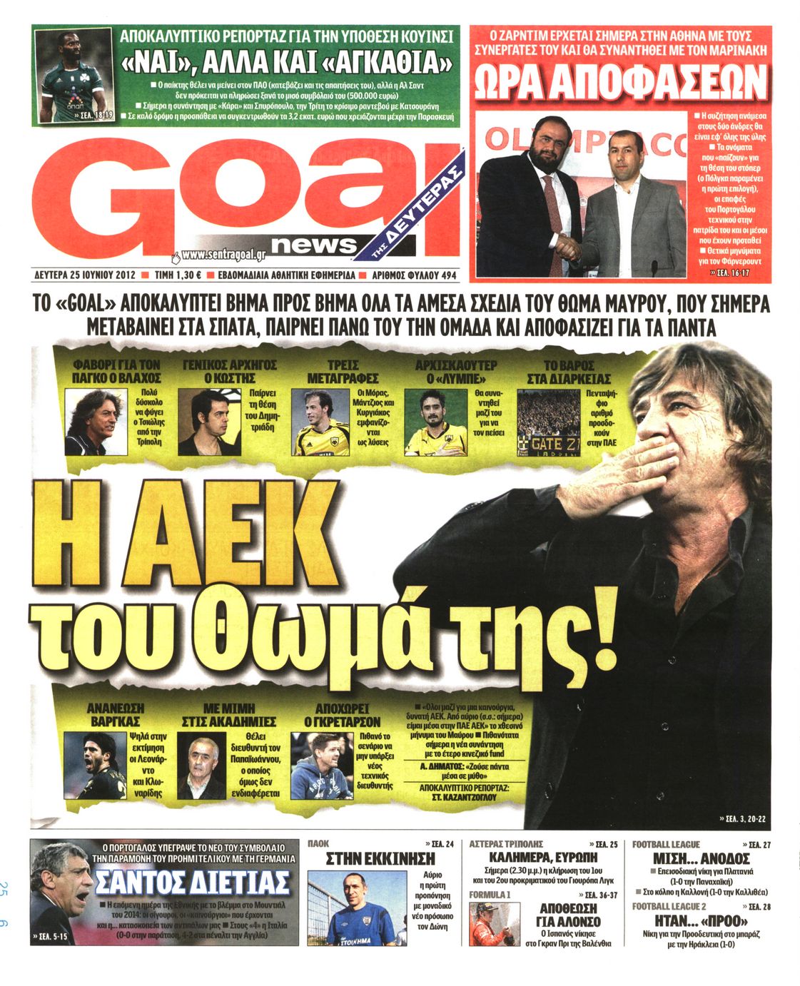 Εξώφυλο εφημερίδας GOAL 2012-06-25