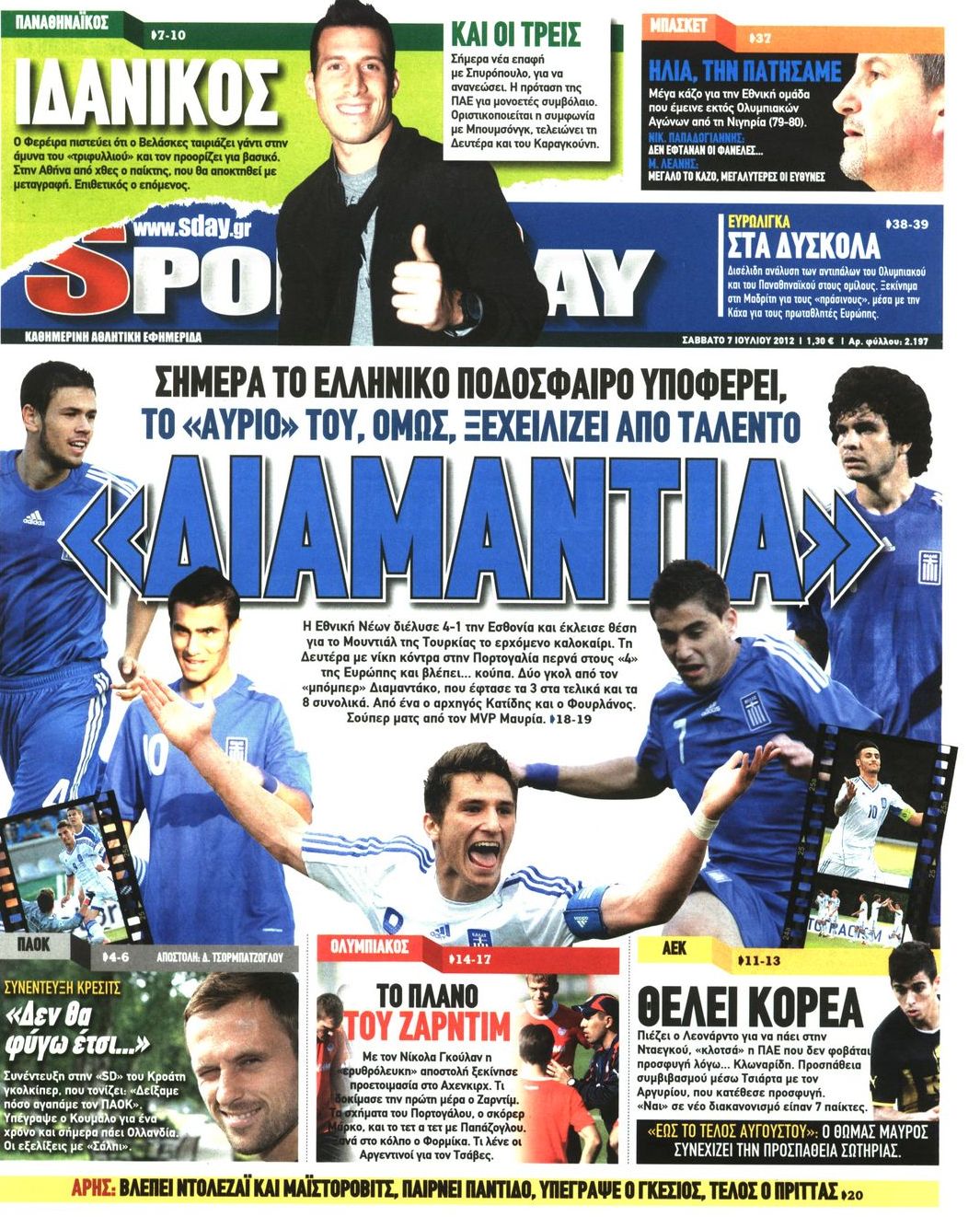 Εξώφυλο εφημερίδας SPORTDAY 2012-07-07
