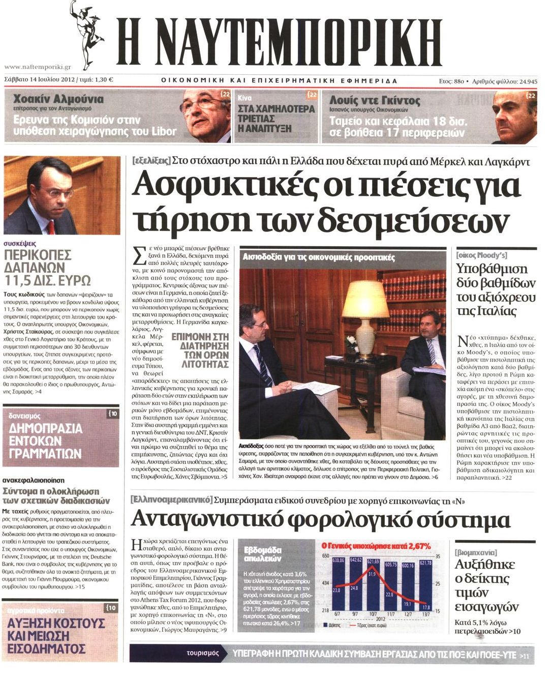 Εξώφυλο εφημερίδας ΝΑΥΤΕΜΠΟΡΙΚΗ 2012-07-14