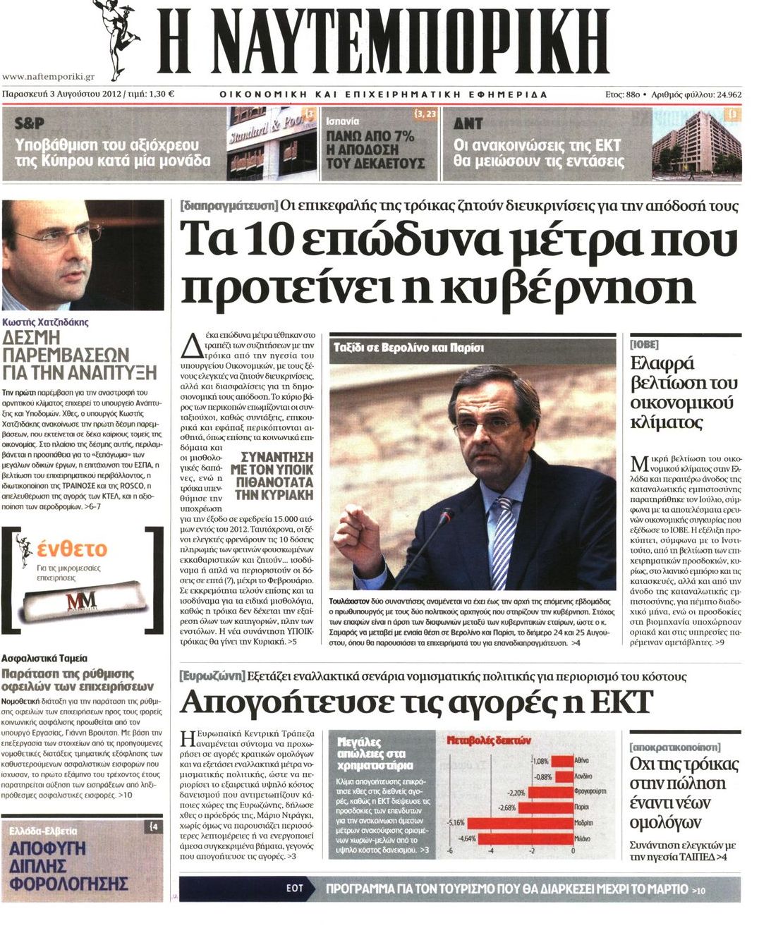 Εξώφυλο εφημερίδας ΝΑΥΤΕΜΠΟΡΙΚΗ 2012-08-03