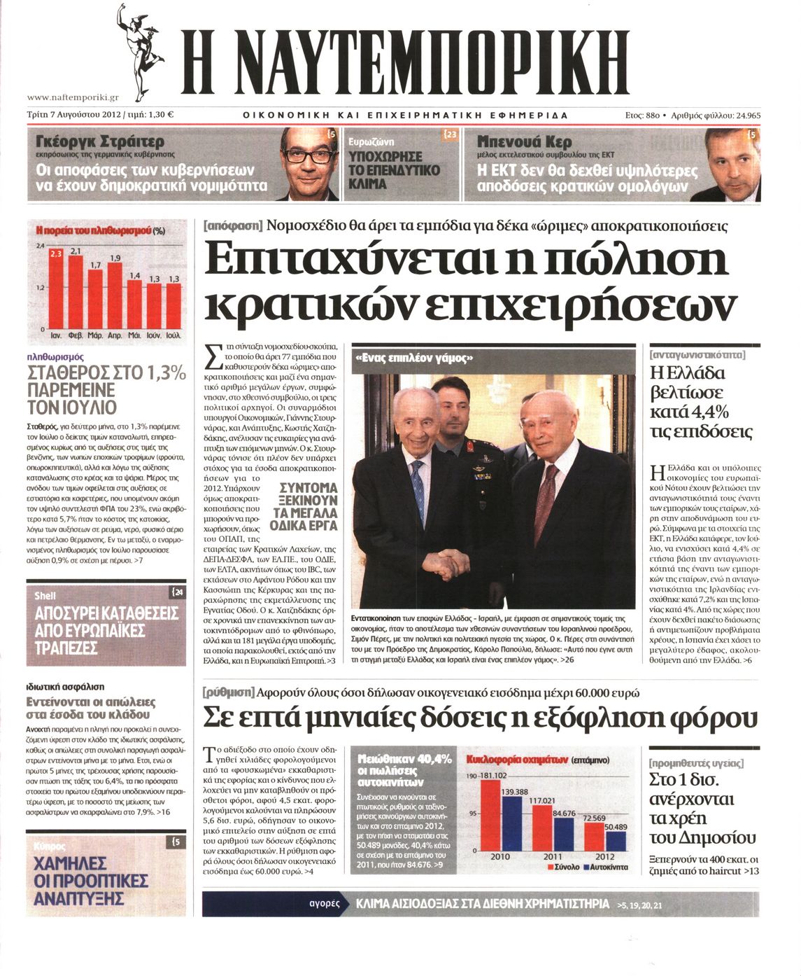 Εξώφυλο εφημερίδας ΝΑΥΤΕΜΠΟΡΙΚΗ 2012-08-07