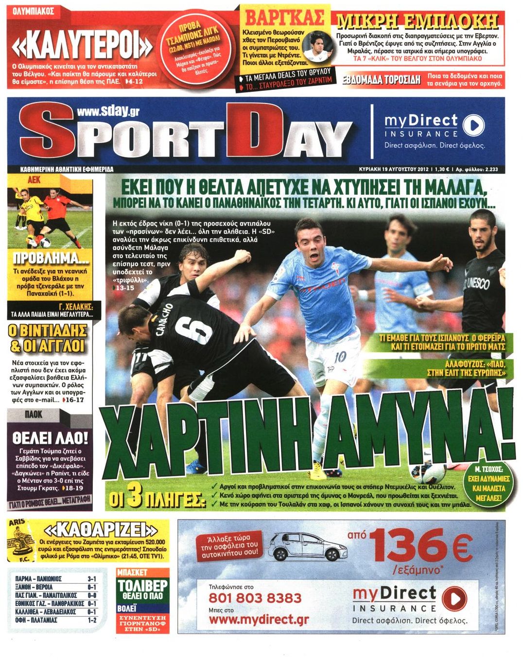 Εξώφυλο εφημερίδας SPORTDAY 2012-08-19