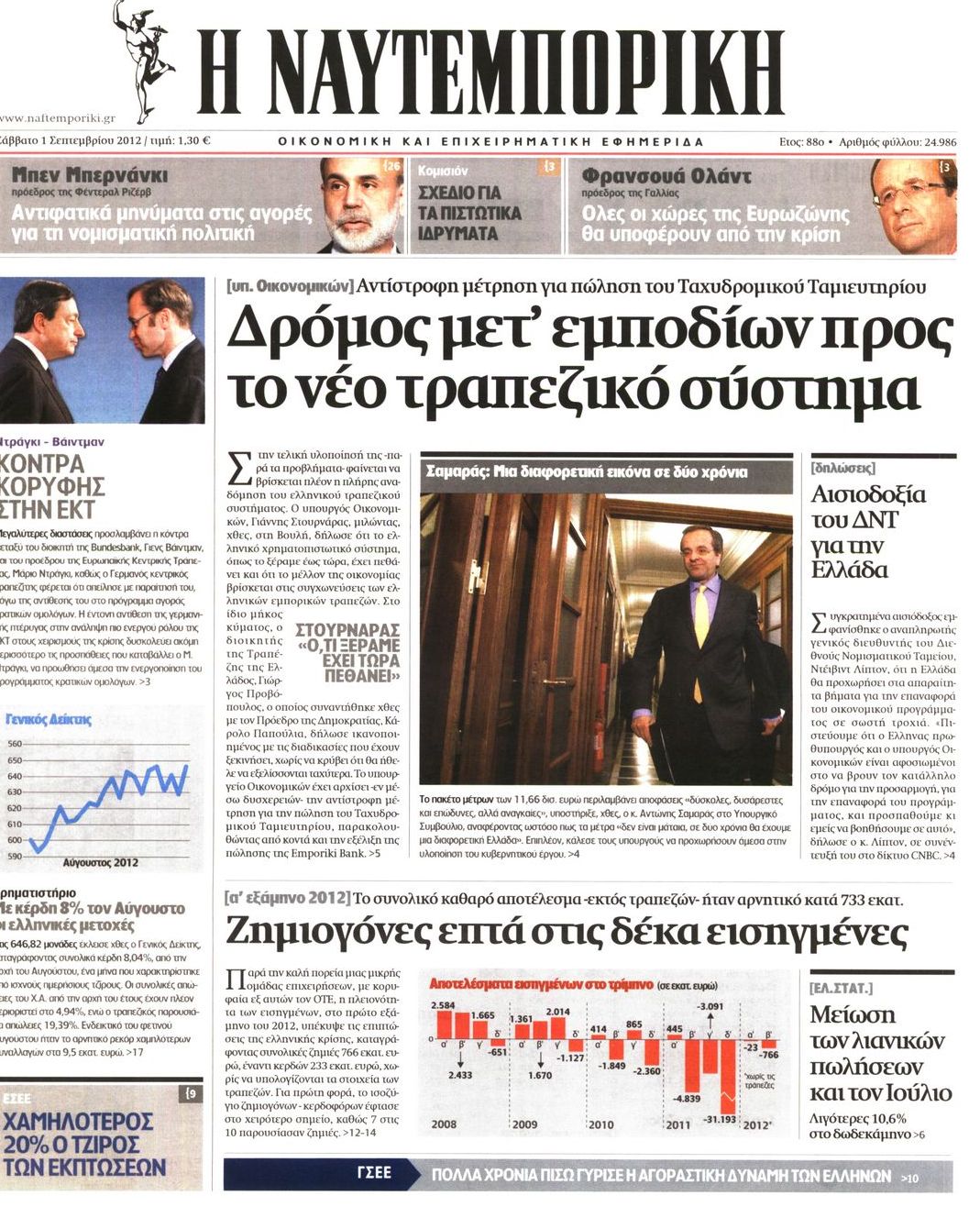 Εξώφυλο εφημερίδας ΝΑΥΤΕΜΠΟΡΙΚΗ 2012-09-01