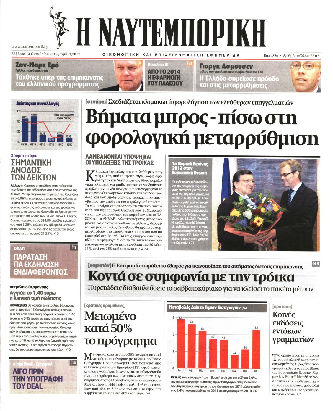 Εξώφυλο εφημερίδας ΝΑΥΤΕΜΠΟΡΙΚΗ 2012-10-13