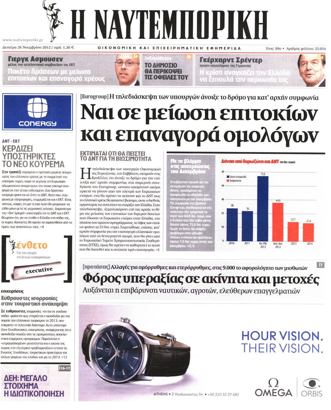 Εξώφυλο εφημερίδας ΝΑΥΤΕΜΠΟΡΙΚΗ 2012-11-26