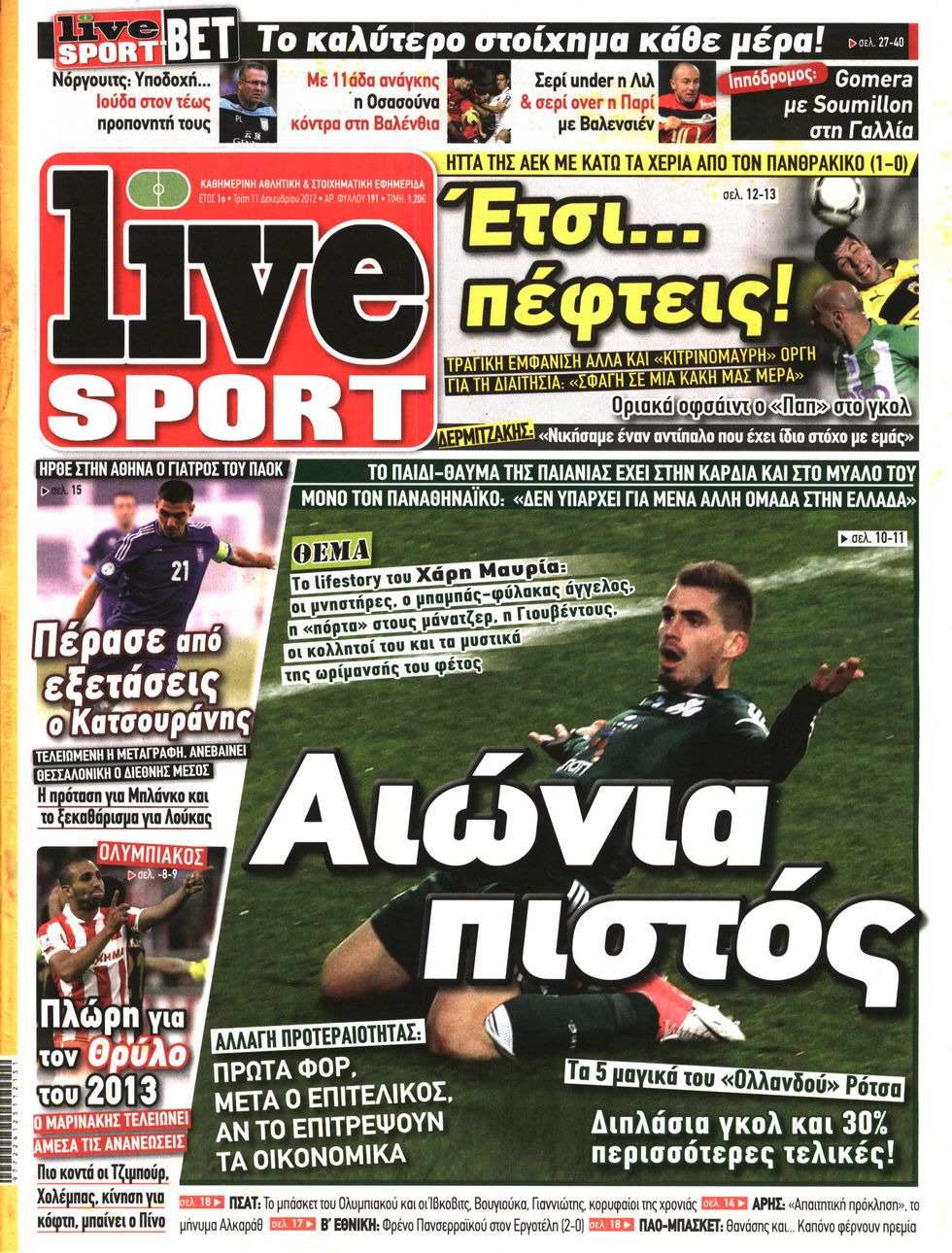 Εξώφυλο εφημερίδας LIVE SPORT 2012-12-11