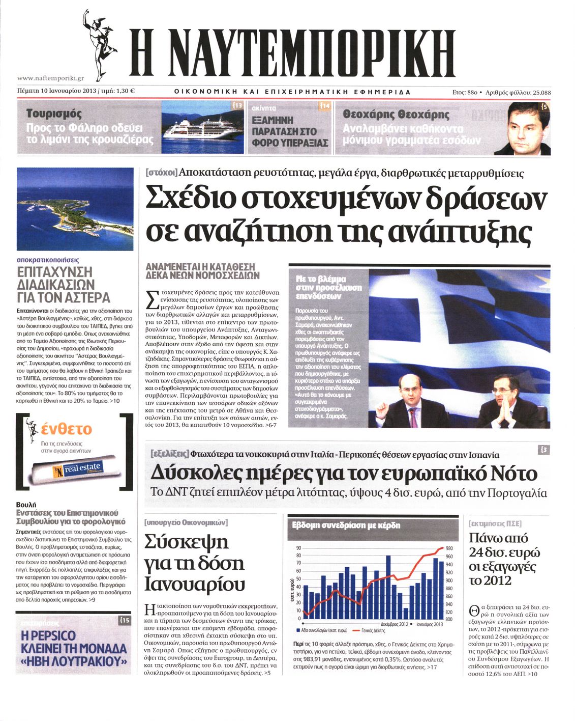 Εξώφυλο εφημερίδας ΝΑΥΤΕΜΠΟΡΙΚΗ 2013-01-10