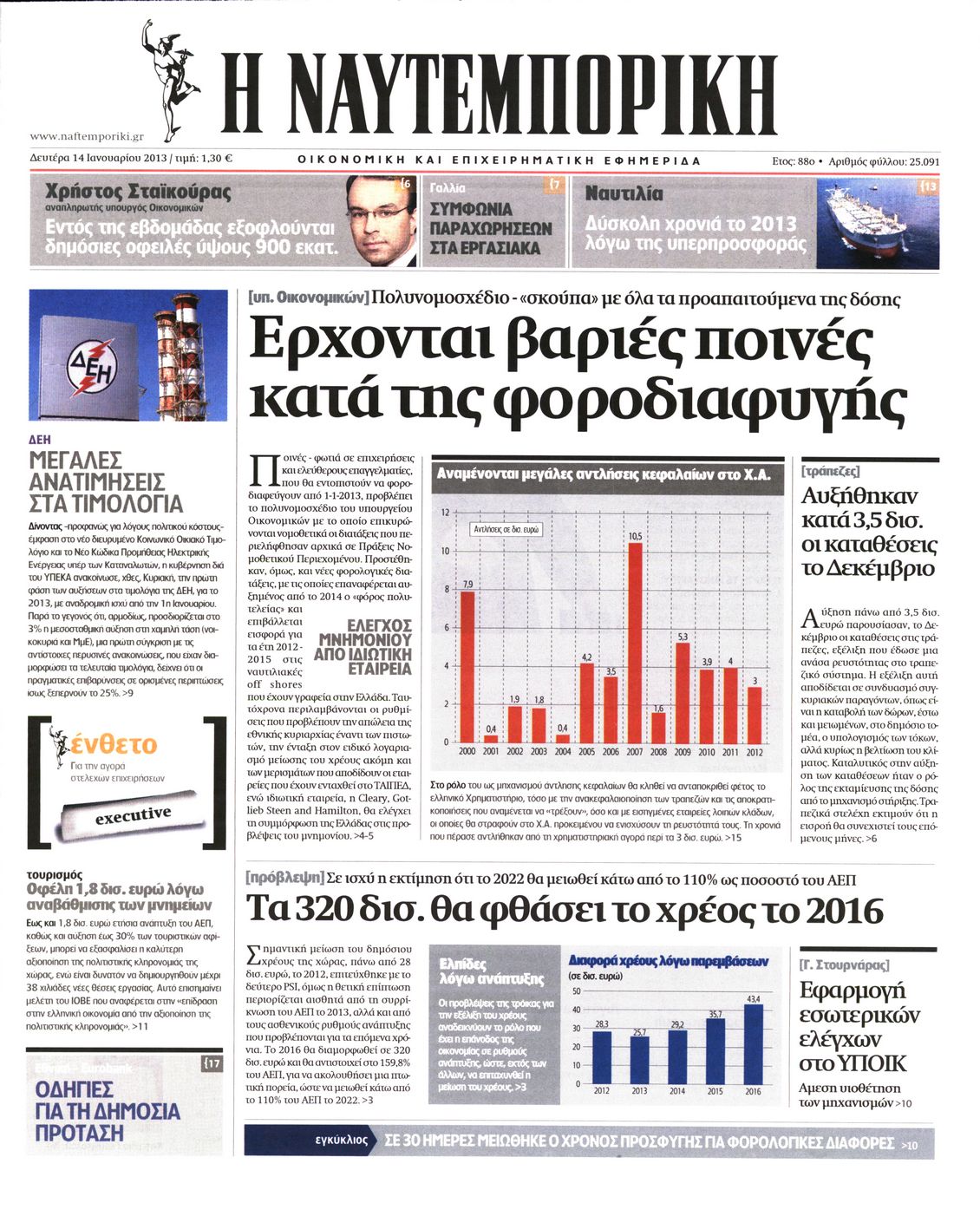 Εξώφυλο εφημερίδας ΝΑΥΤΕΜΠΟΡΙΚΗ 2013-01-14