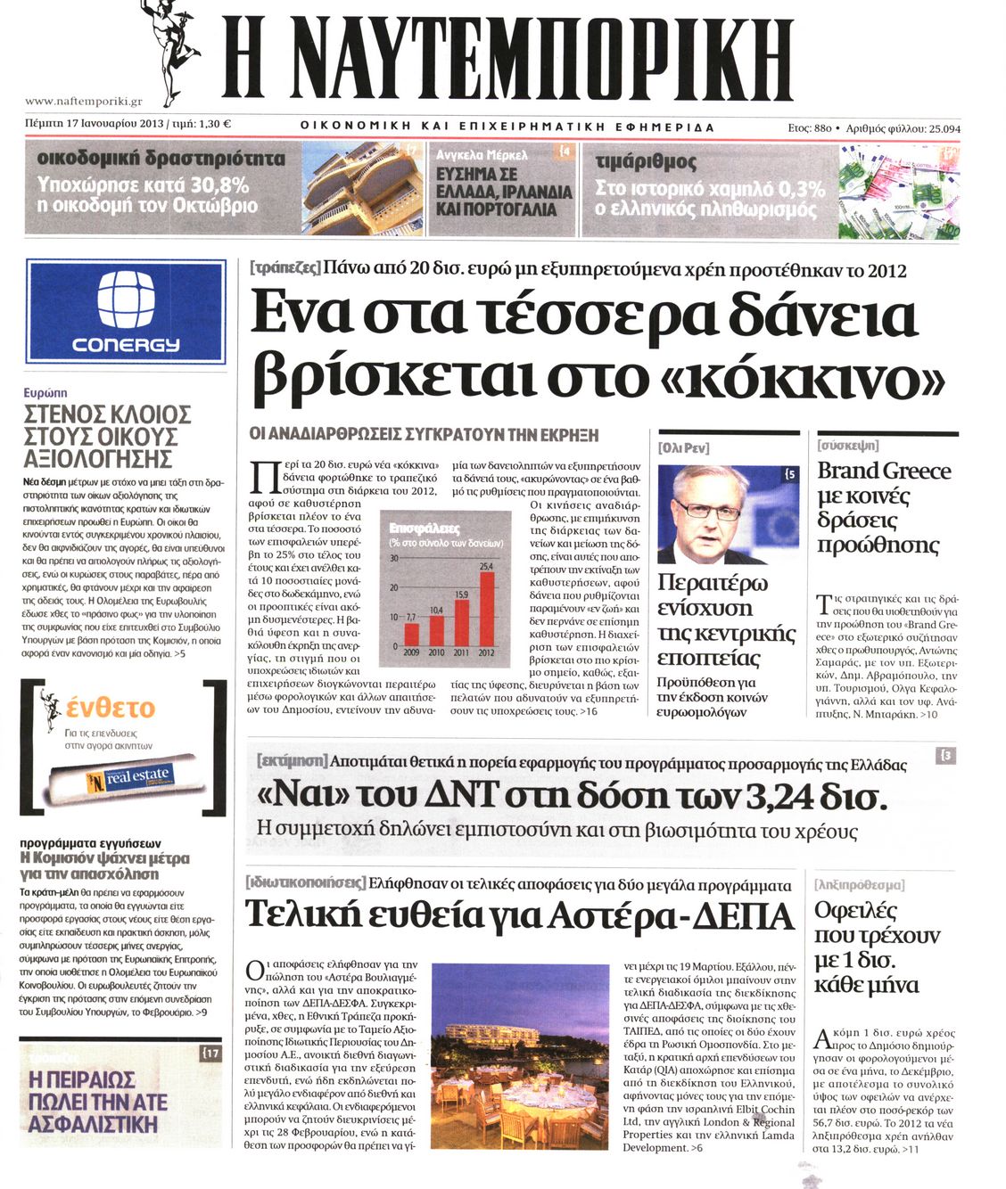 Εξώφυλο εφημερίδας ΝΑΥΤΕΜΠΟΡΙΚΗ 2013-01-17